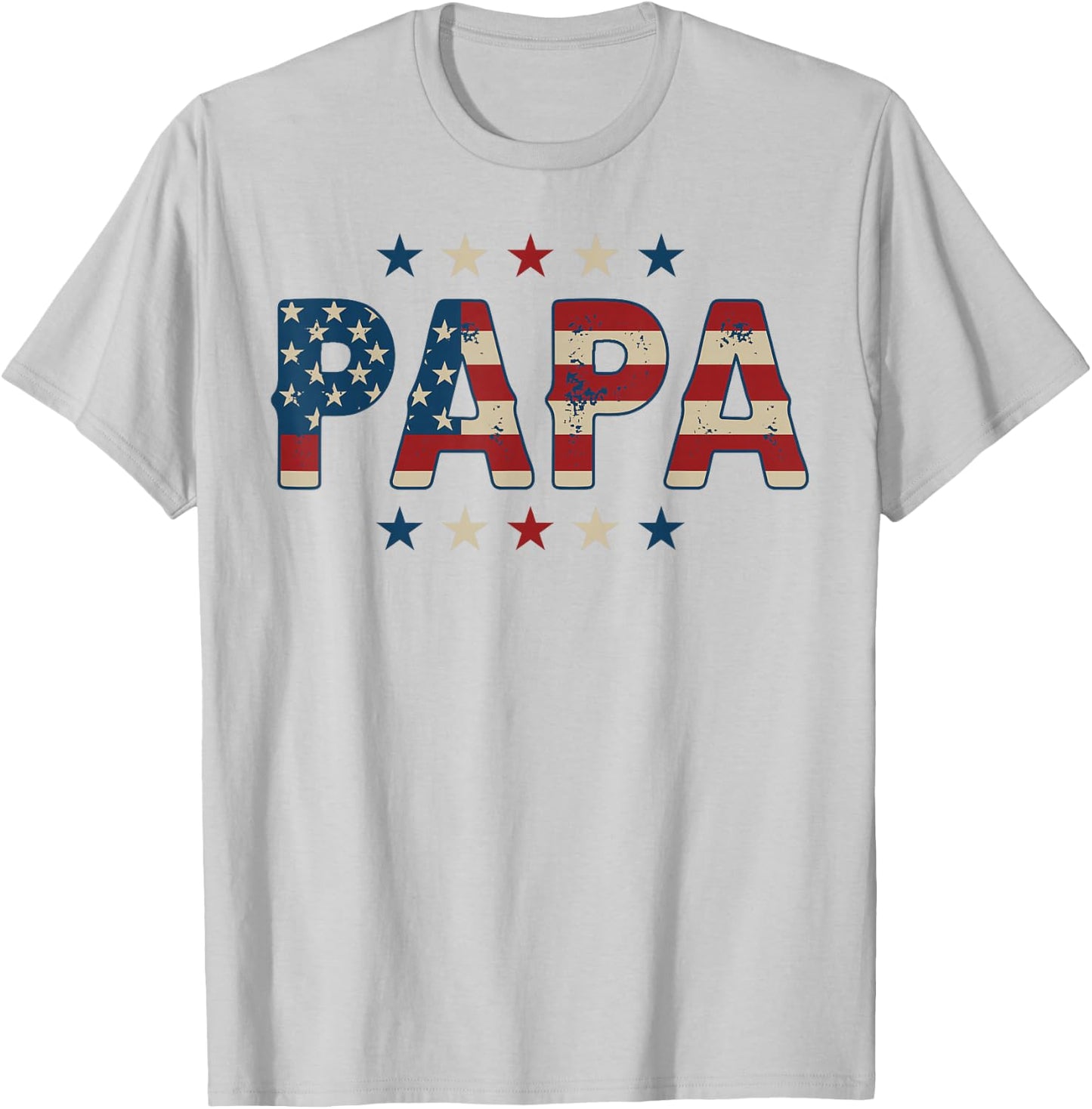 Papa Bold Patriotic American Flag Father's Day 4th of July T-Shirt - T-Shirt | Ash