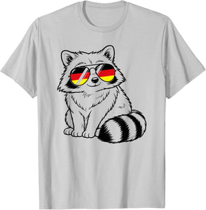 Deutsche Flagge Waschbär deutsch Deutschland Waschbären T-Shirt - T-Shirt | Ash