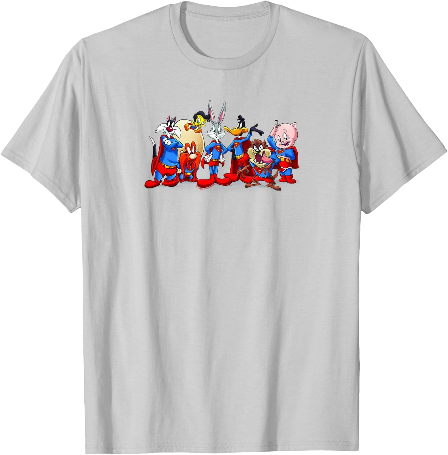 WB 100 Looney Tunes Group Shot Superman Special Collection T-Shirt - T-Shirt | Ash