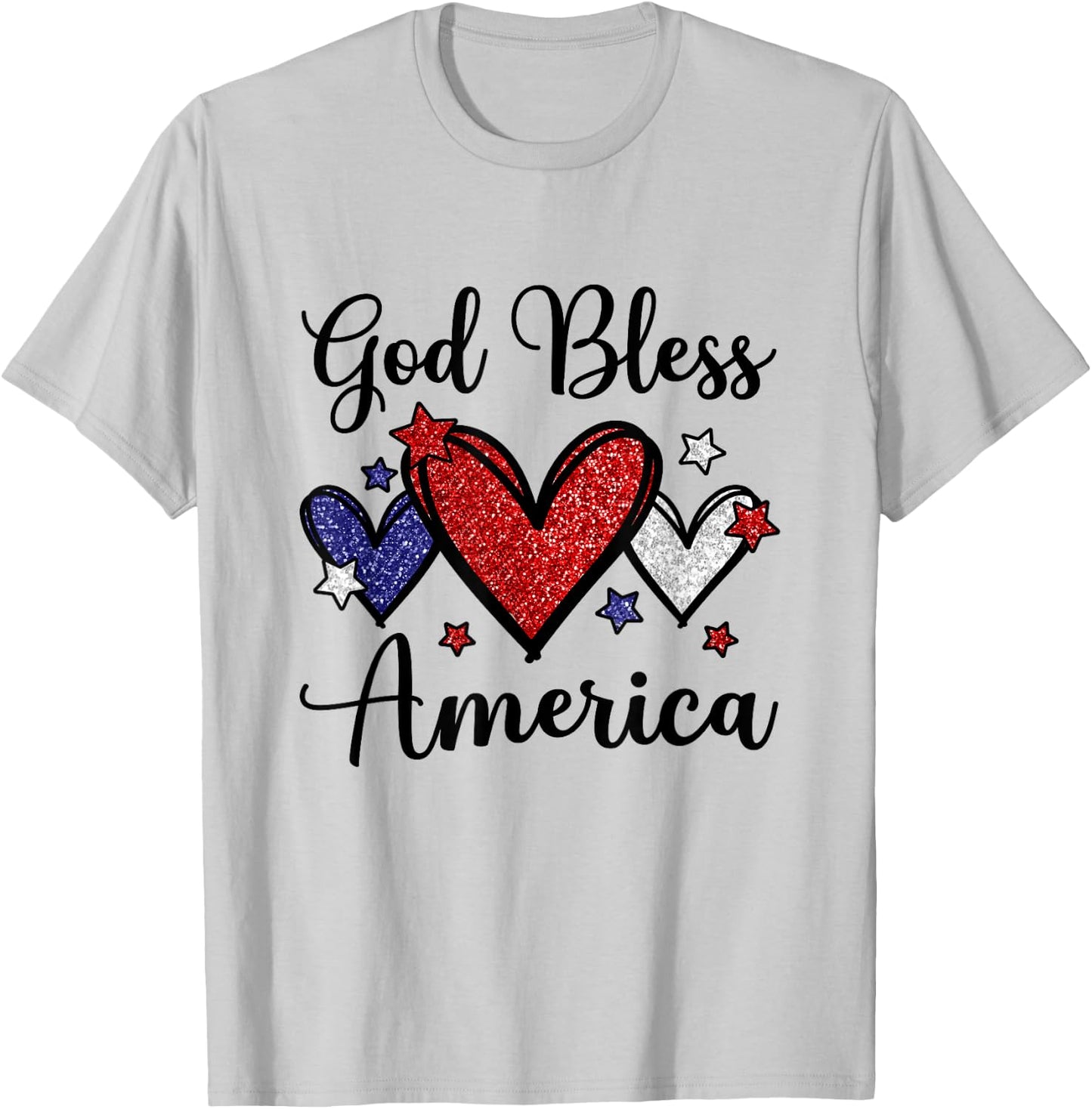God Bless America Patriotic USA Flag Colors For Christians Kids Men T-Shirt - T-Shirt | Ash