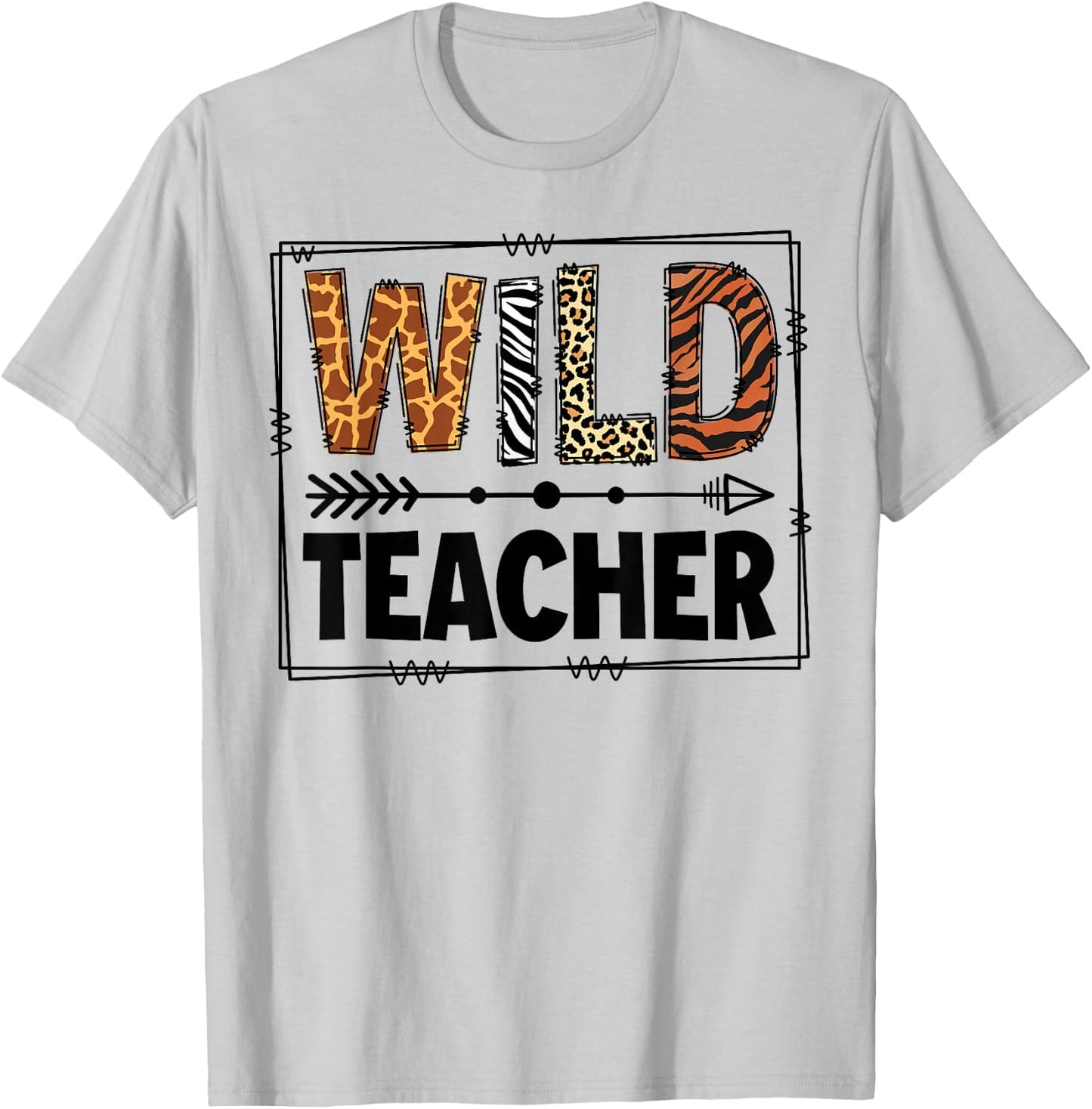 Wild One Teacher Two Wild Zoo Animal Theme Birthday Matching T-Shirt - T-Shirt | Ash