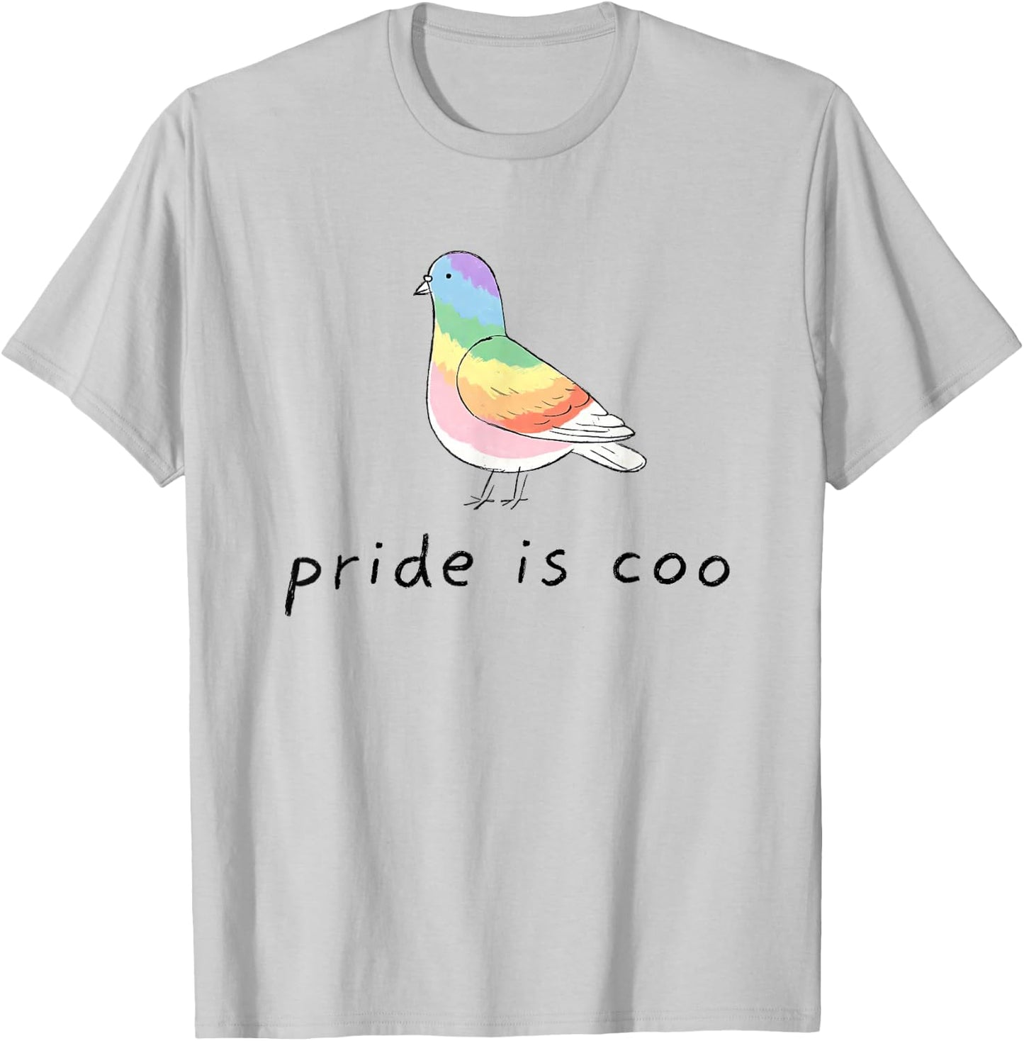 Pride is Coo Pigeon LGBTQ Gay Pride Month Ally Rainbow Bird T-Shirt - T-Shirt | Ash