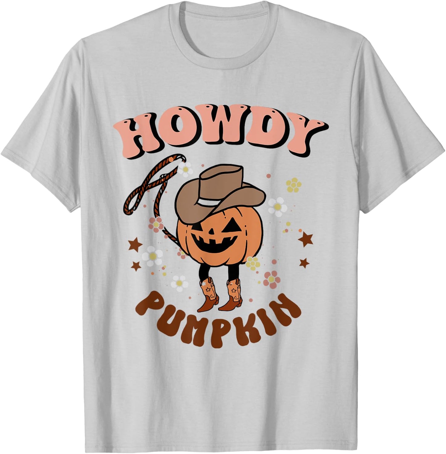 Howdy Pumpkin Rodeo Western Fall Southern Halloween T-Shirt - T-Shirt | Ash
