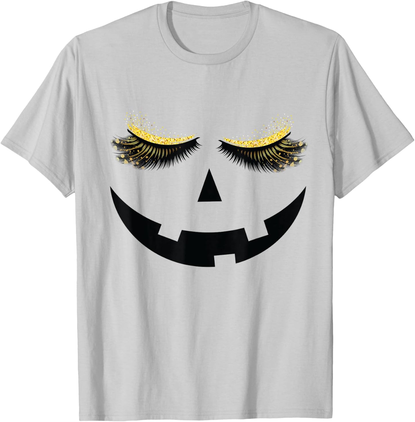 Halloween Pumpkin Beautiful Eyelashes Jack o Lantern Women T-Shirt - T-Shirt | Ash