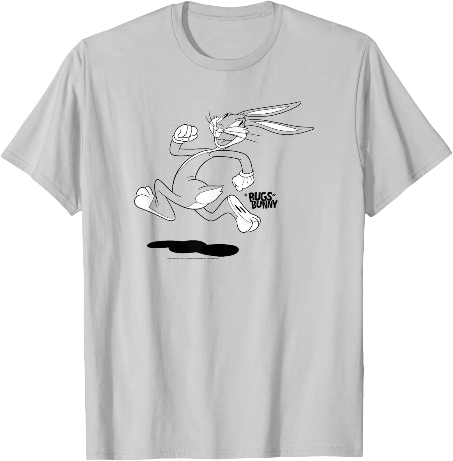 Looney Tunes Bugs Bunny Running Away Simple Outline T-Shirt - T-Shirt | Ash