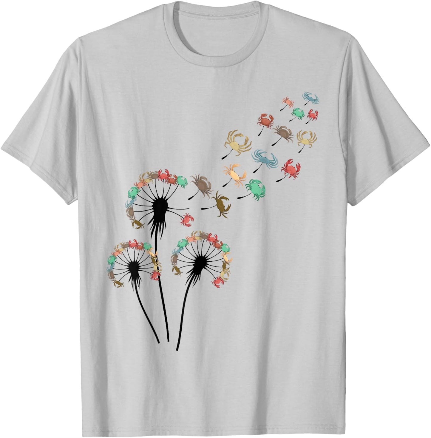 Flower Dandelion Crabs Stuff for Crab Lover | Crab T-Shirt - T-Shirt | Ash