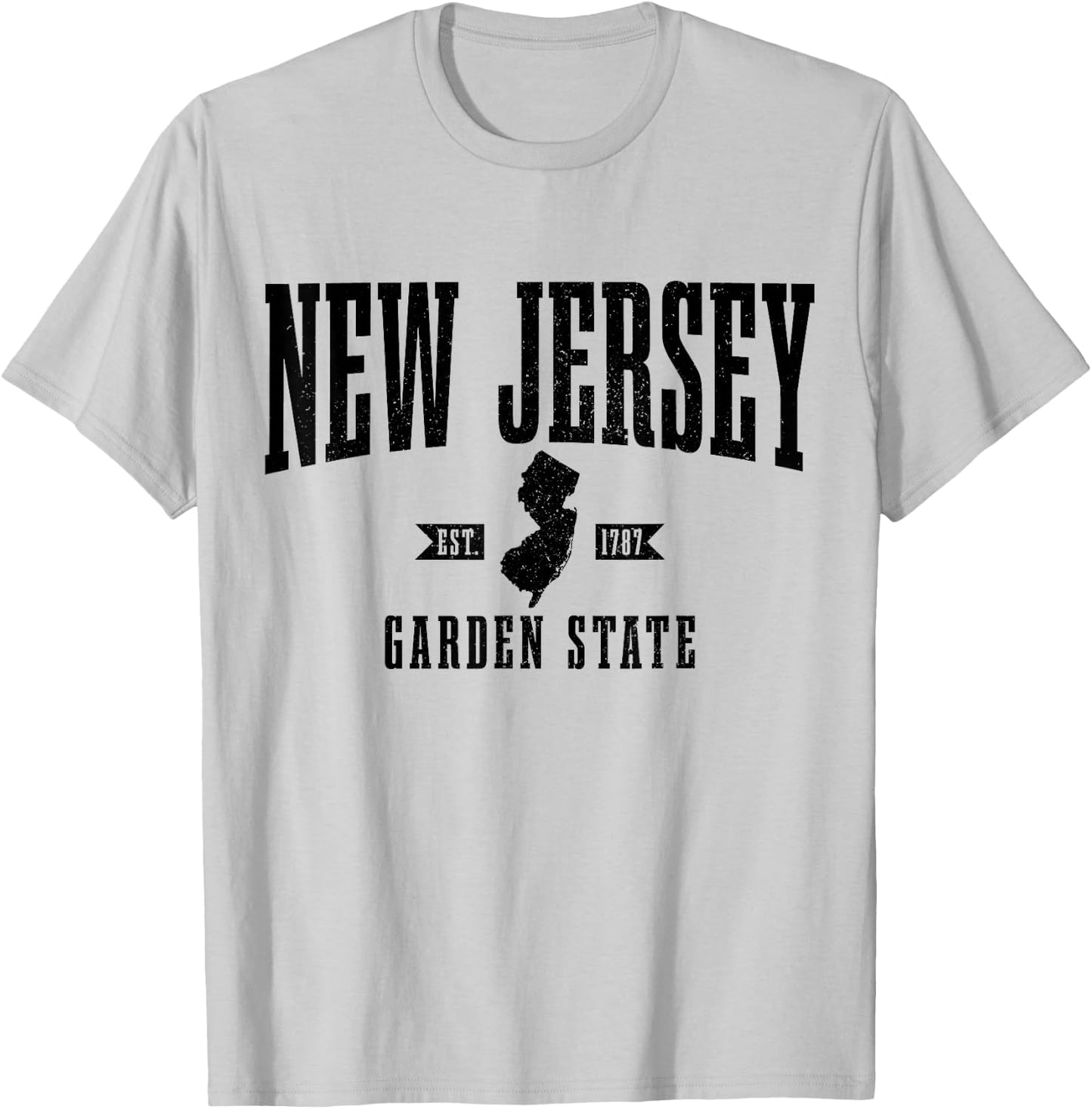 New Jersey Est. 1787 State Map Pride Vintage New Jersey T-Shirt - T-Shirt | Ash