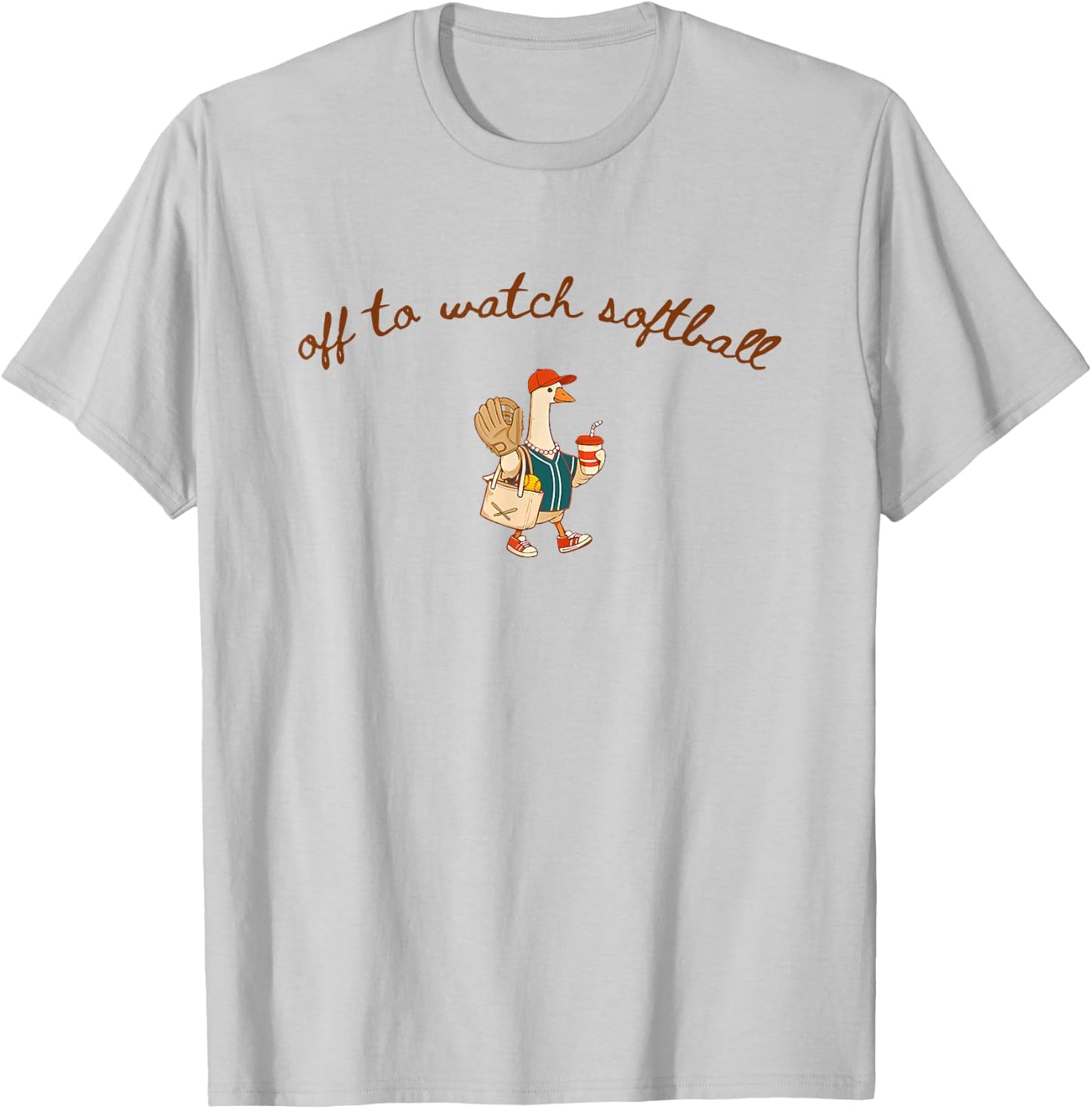 Off to Watch Softball Goose T-Shirt - T-Shirt | Ash
