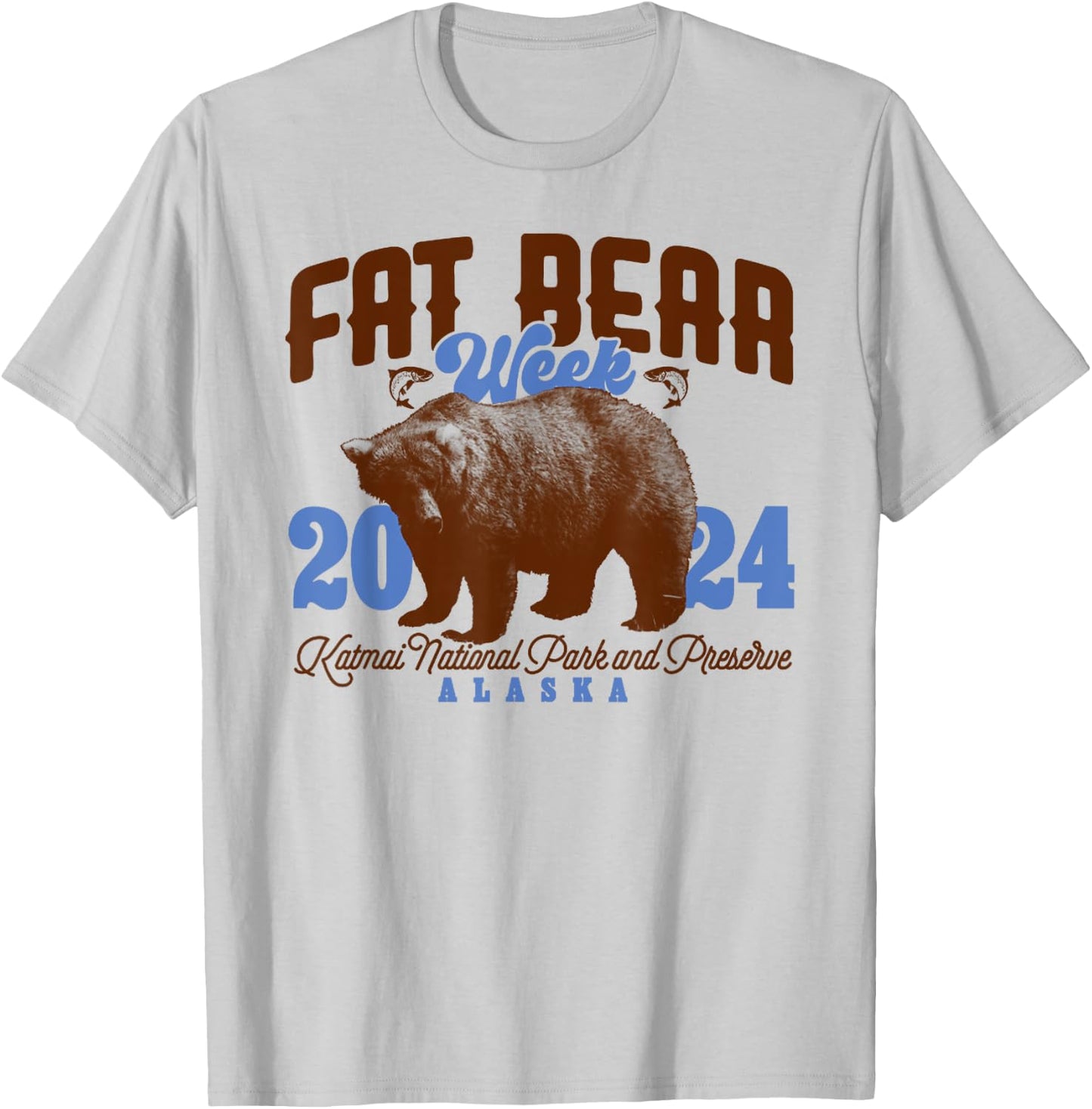 Vintage Fat Bear Week 2024 Funny Bear Meme Animal T-Shirt - T-Shirt | Ash