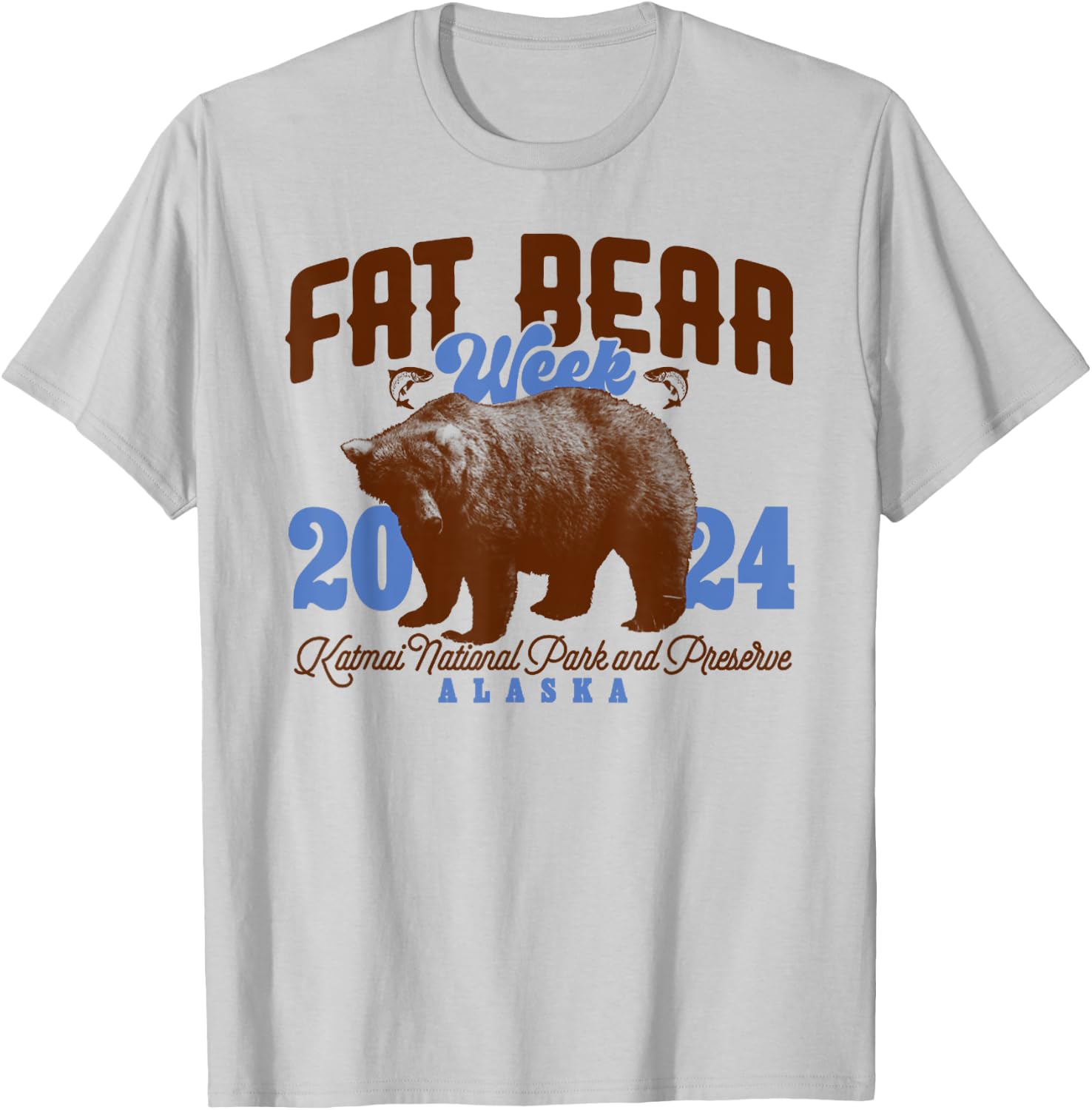 Vintage Fat Bear Week 2024 Funny Bear Meme Animal T-Shirt - T-Shirt | Ash