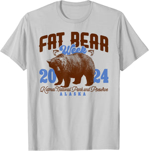 Vintage Fat Bear Week 2024 Funny Bear Meme Animal T-Shirt - T-Shirt | Ash