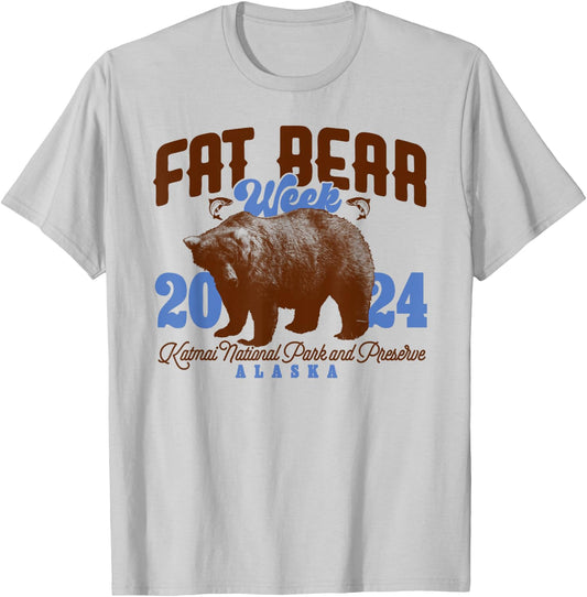 Vintage Fat Bear Week 2024 Funny Bear Meme Animal T-Shirt - T-Shirt | Ash