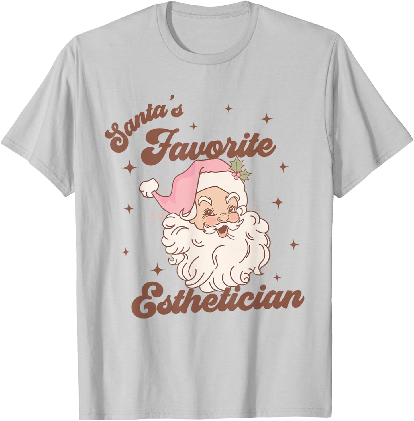 Women Santa's Favorite Esthetician Christmas Skin Therapist T-Shirt - T-Shirt | Ash