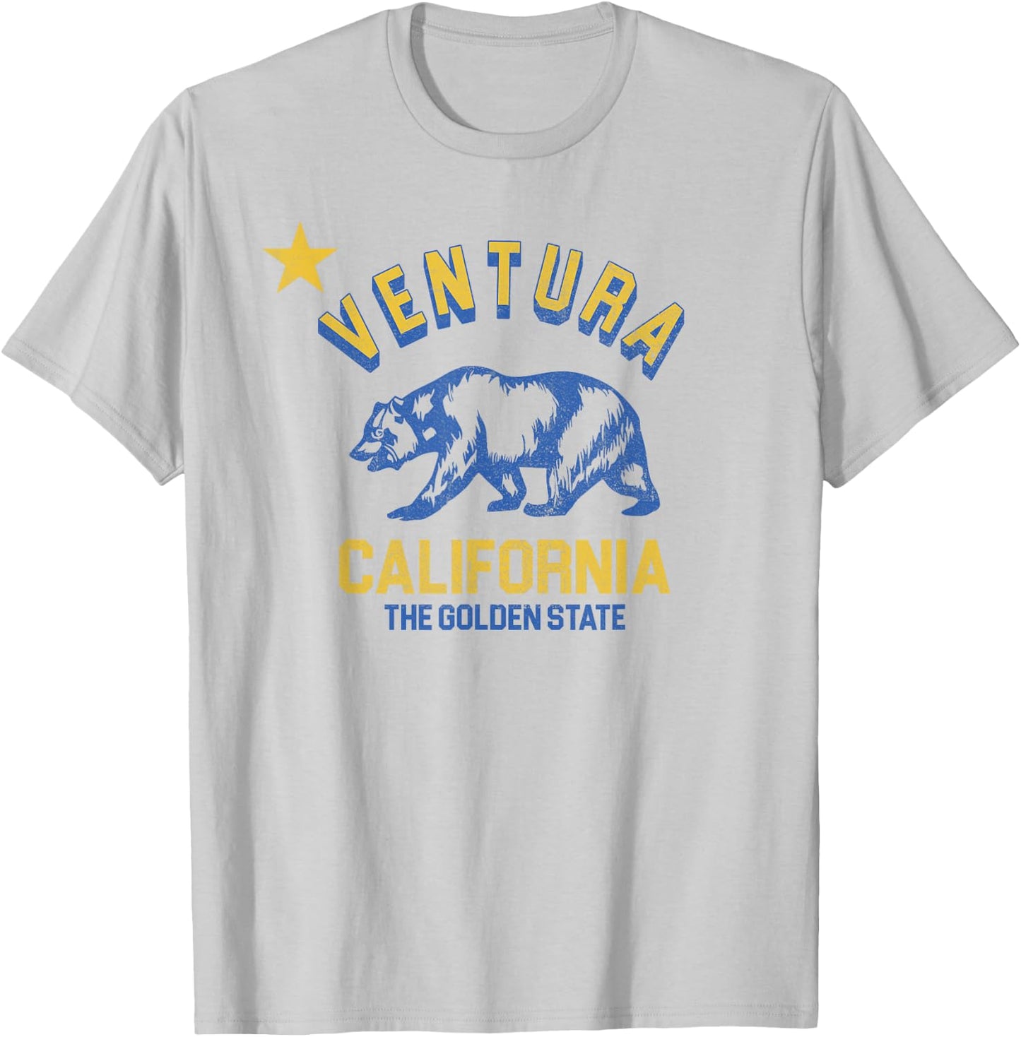 Ventura California Beach Flag Bear Surf CA Vintage Men Women T-Shirt - T-Shirt | Ash
