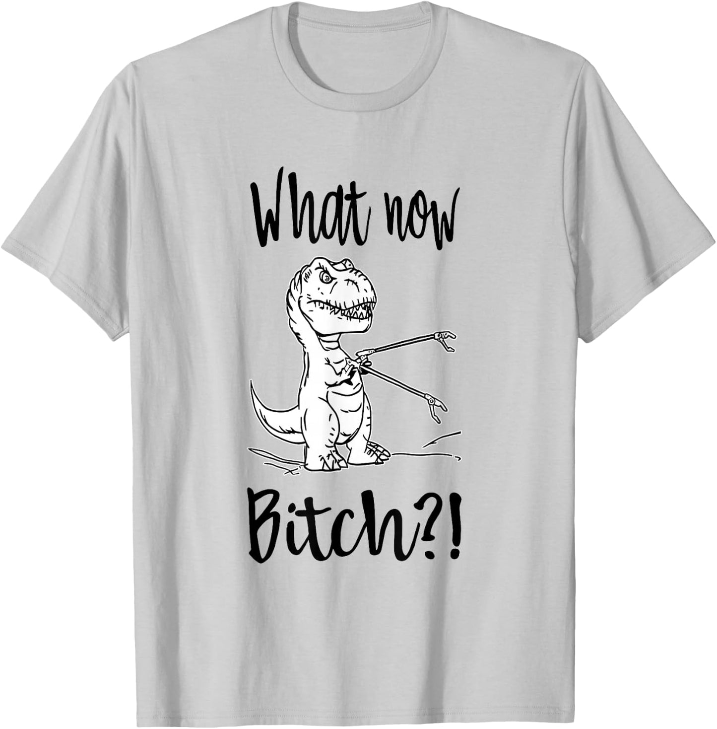 Dinosaurs What Now Bitch Funny Quote T-Shirt - T-Shirt | Ash
