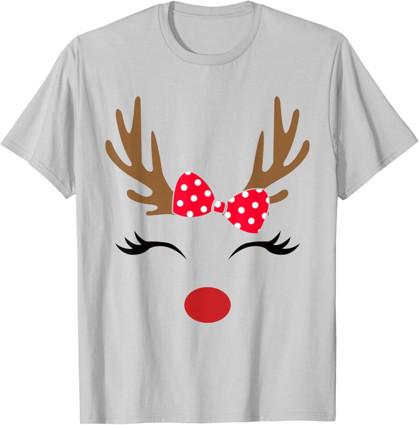 Reindeer Face Glasses Leopard Christmas Costume Girls T-Shirt - T-Shirt | Ash