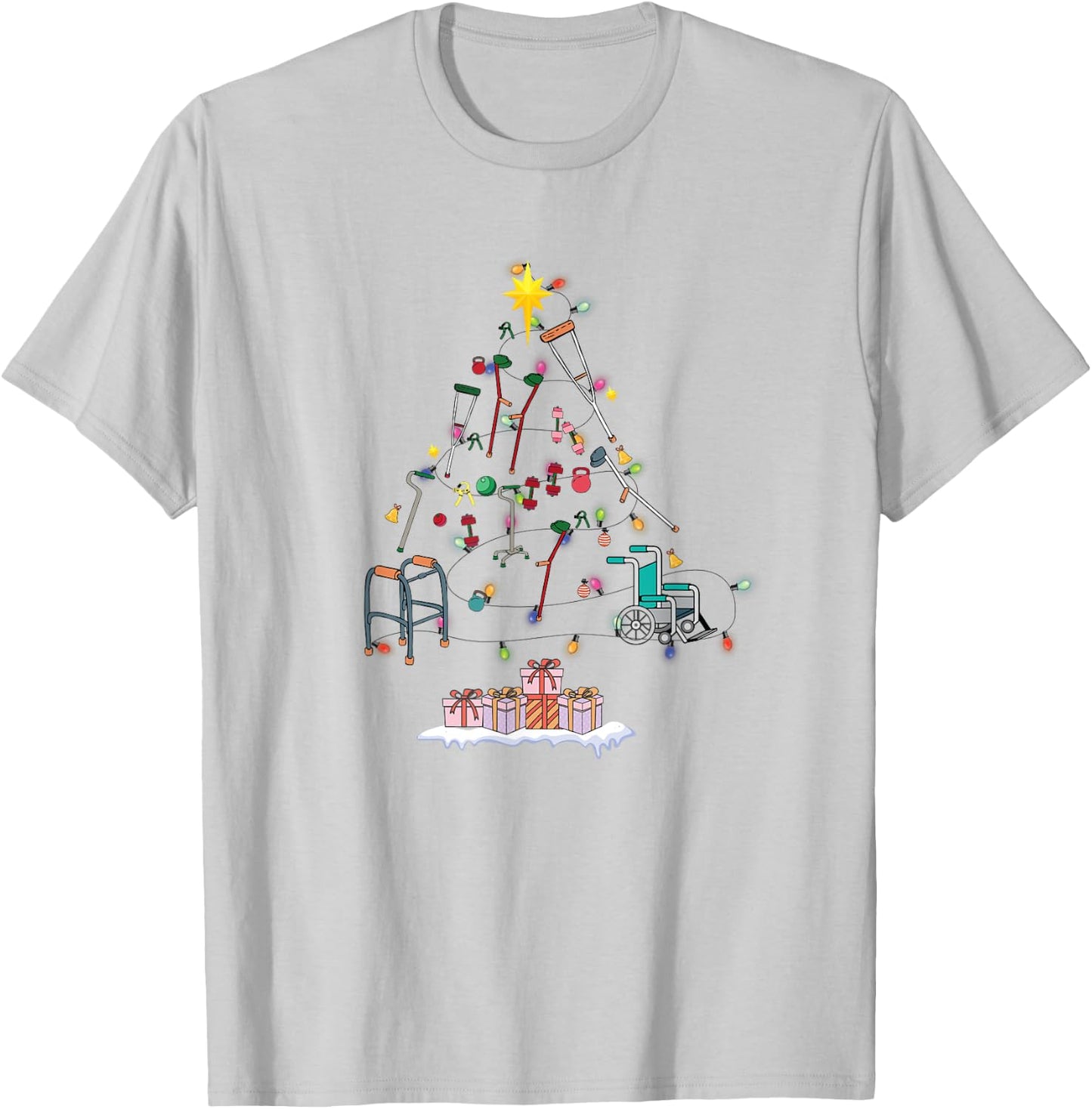 Funny Physical Therapy Christmas Tree For PT Therapist T-Shirt - T-Shirt | Ash