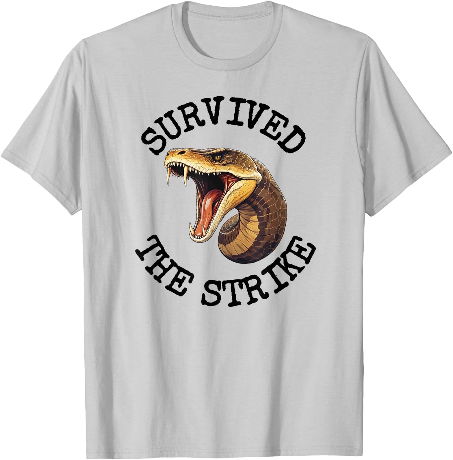 Venemous Snakebite Survived The Strike Snake Bite Survivor T-Shirt - T-Shirt | Ash