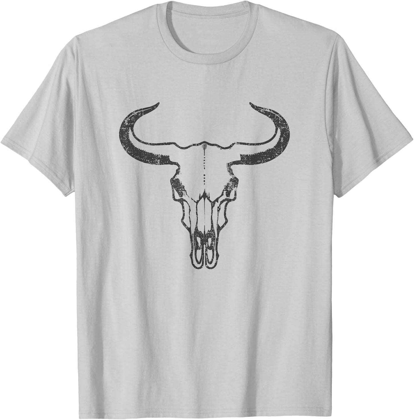 Western Country Graphic Animal Men Women Vintage Cow Skull T-Shirt - T-Shirt | Ash