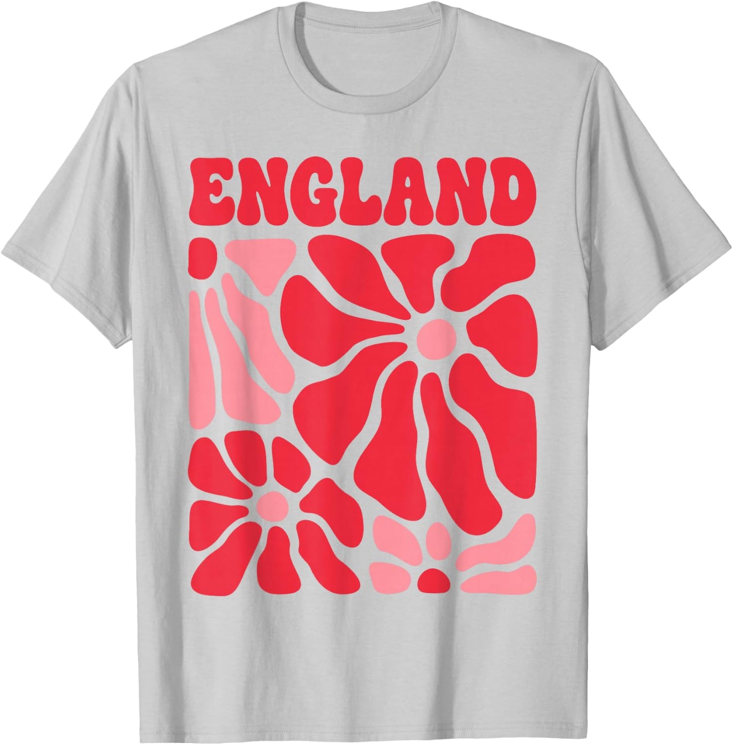 England Floral Boho Flowers Cute Retro Groovy English Girl T-Shirt - T-Shirt | Ash