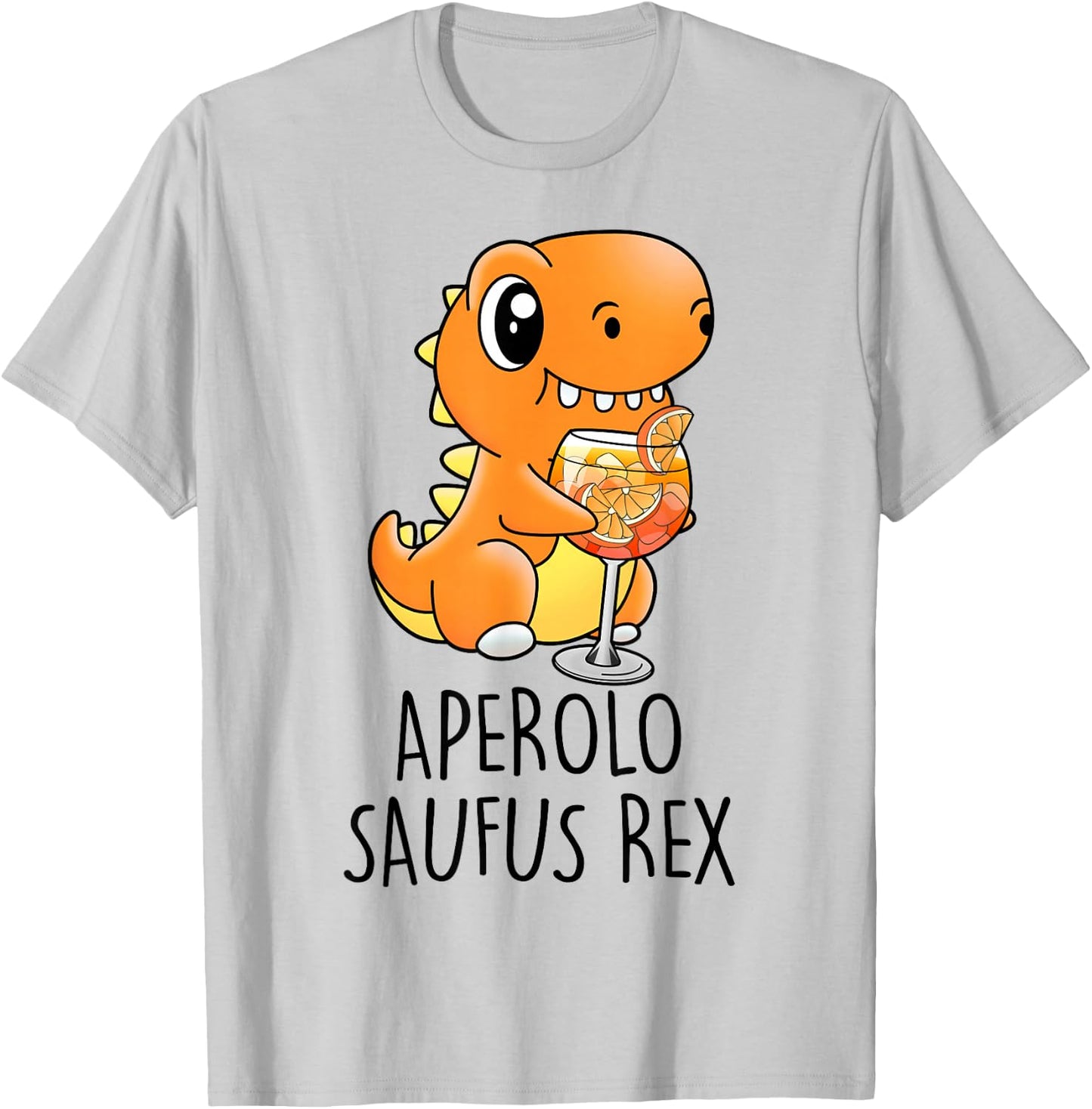 Aperolo Saufus Rex. Dinosaur Tyranno Vino Frontal , White T-Shirt - T-Shirt | Ash