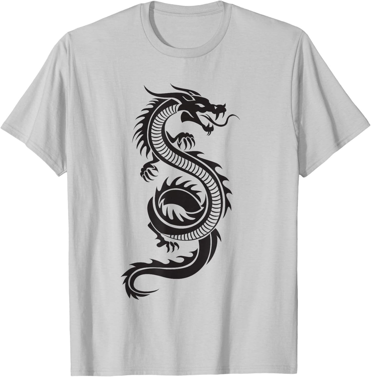 Martial Arts Red Chinese Firedrake Dragon Print Art T-Shirt - T-Shirt | Ash