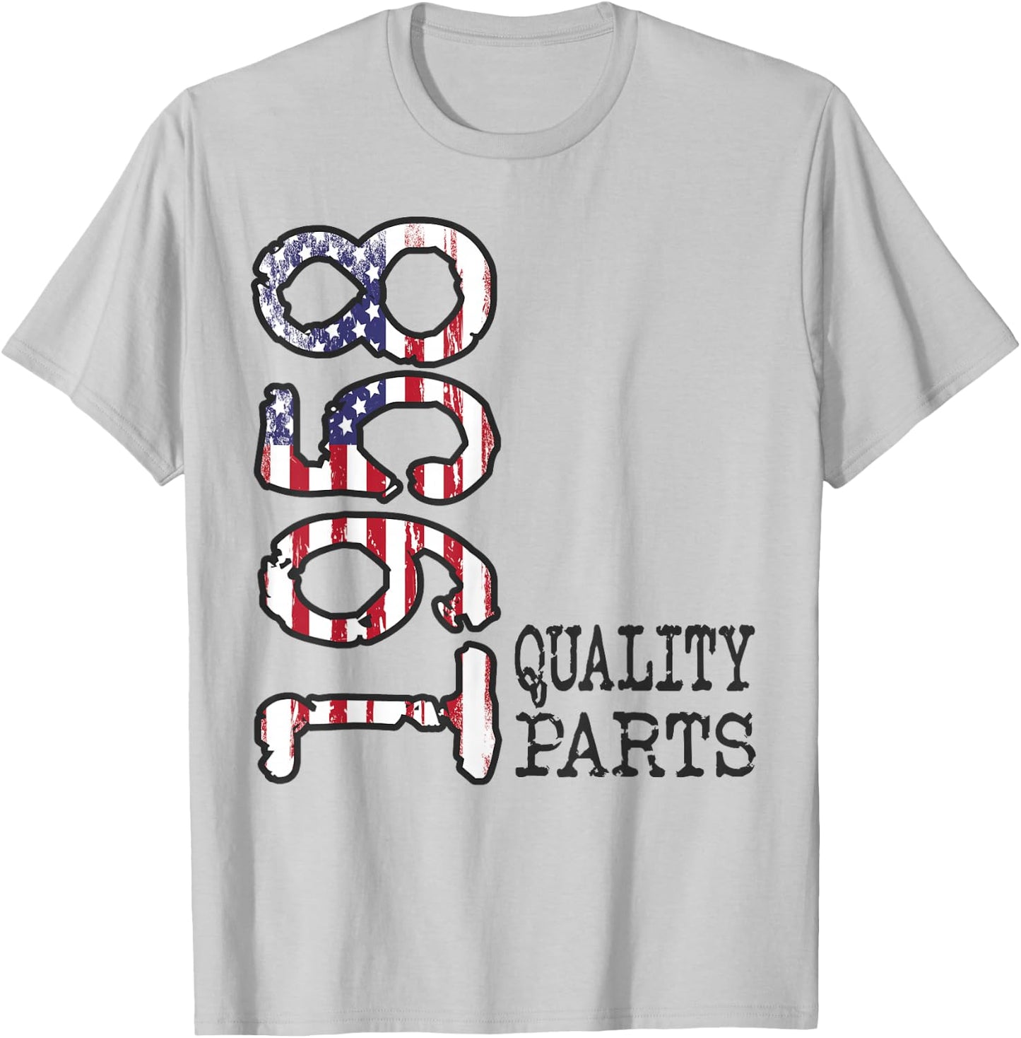 1958 Quality Parts, Bold Vintage Flag 1958 Birthday Gift T-Shirt - T-Shirt | Ash