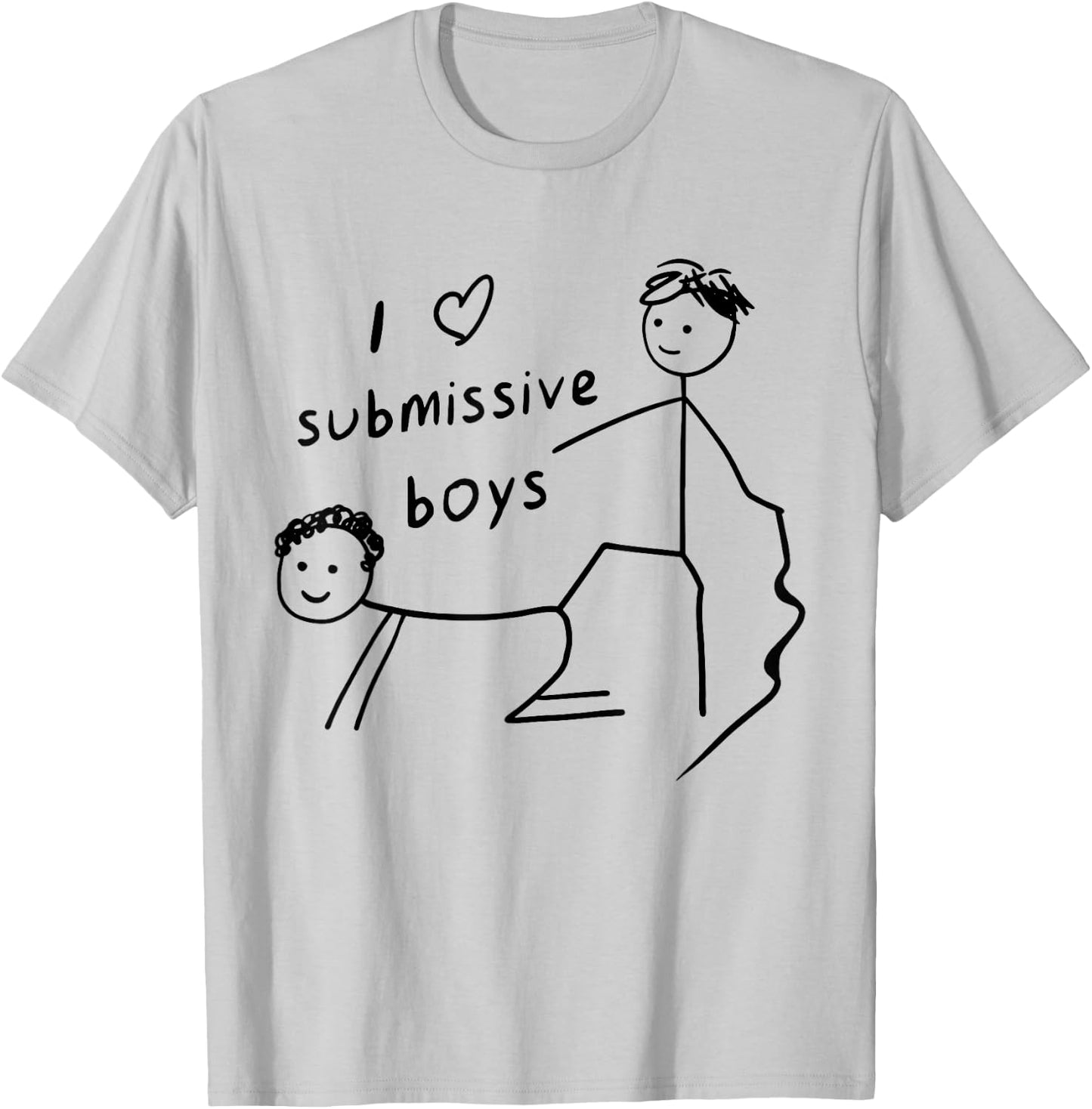 I Heart Submissive Boys Stick Figure Funny Quotes T-Shirt - T-Shirt | Ash