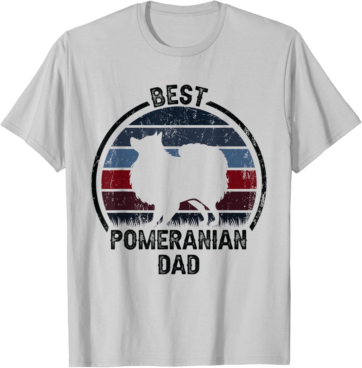 Best Dog Father Dad - Vintage Pom Pomeranian T-Shirt - T-Shirt | Ash