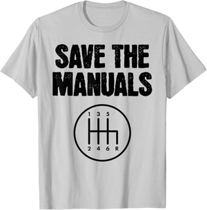 Save The Manuals Schaltgetriebe mit Schaltgetriebe T-Shirt - T-Shirt | Ash