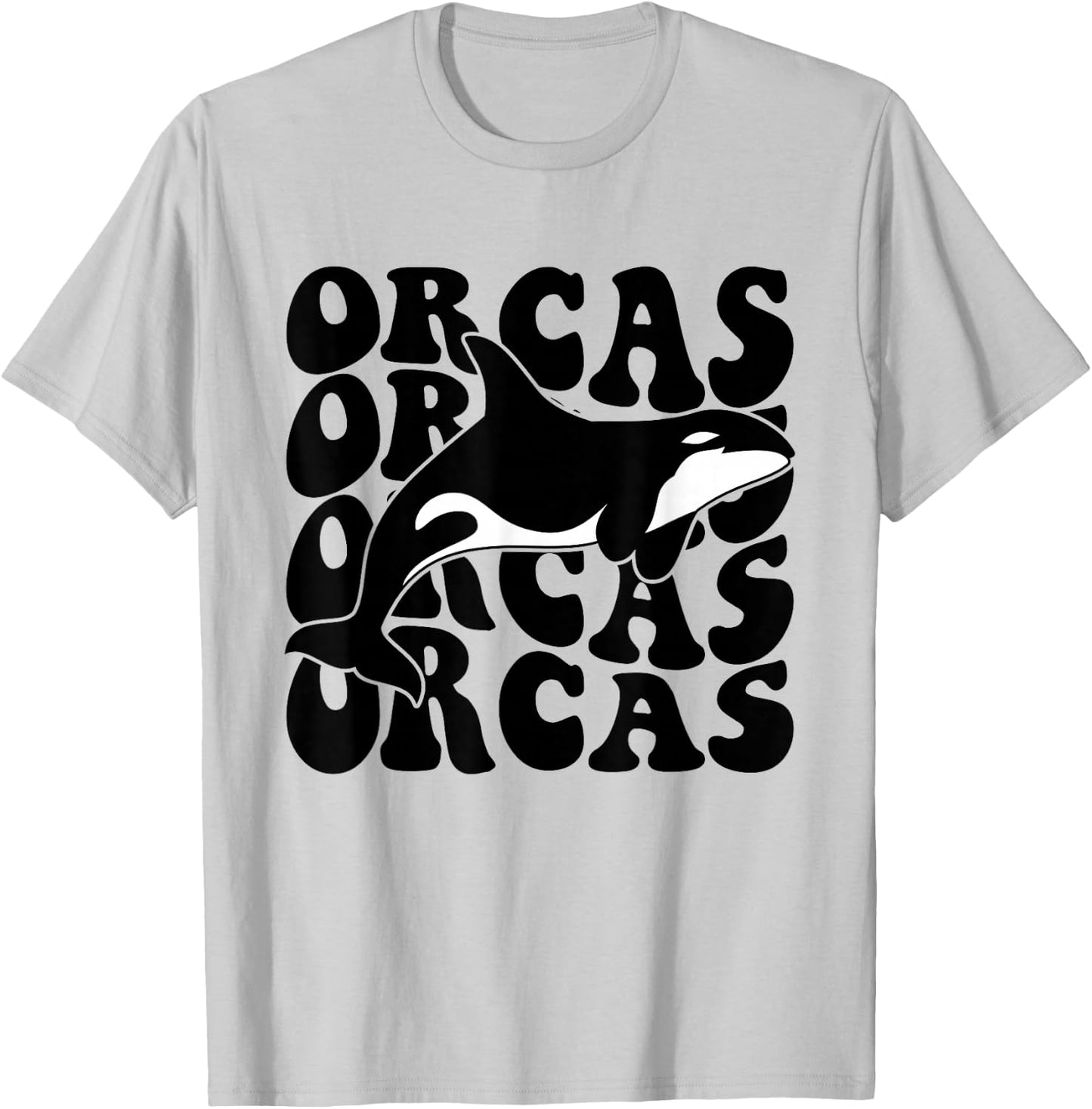 Orcas - Orca Whale Groovy Retro T-Shirt - T-Shirt | Ash