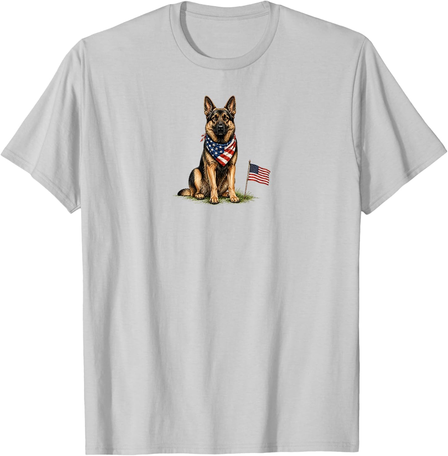 German Shepherd Dog 4th of July American USA Flag Dog Mom T-Shirt - T-Shirt | Ash