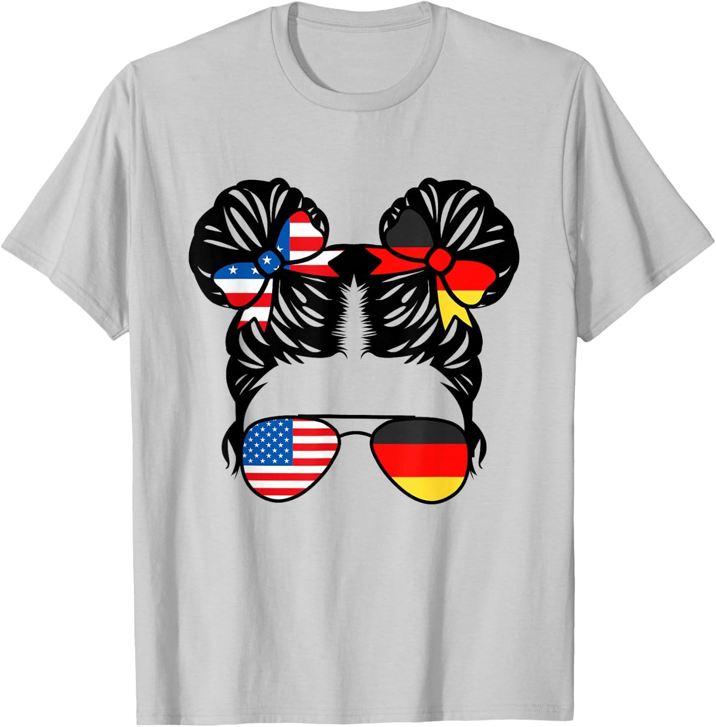 Half American Half German Girl USA Germany Flag Patriot Small T-Shirt - T-Shirt | Ash