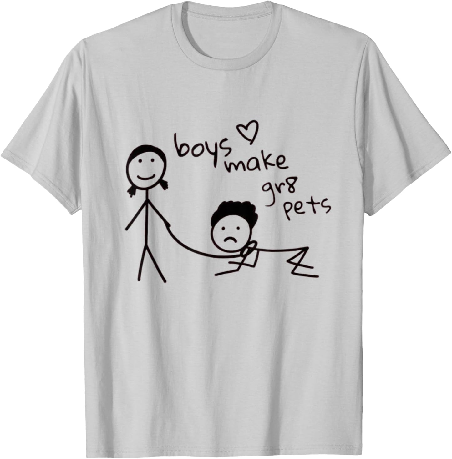 Boys Make Great Pets Funny Kids Drawing Y2k Feminist Slogan , white, S T-Shirt - T-Shirt | Ash