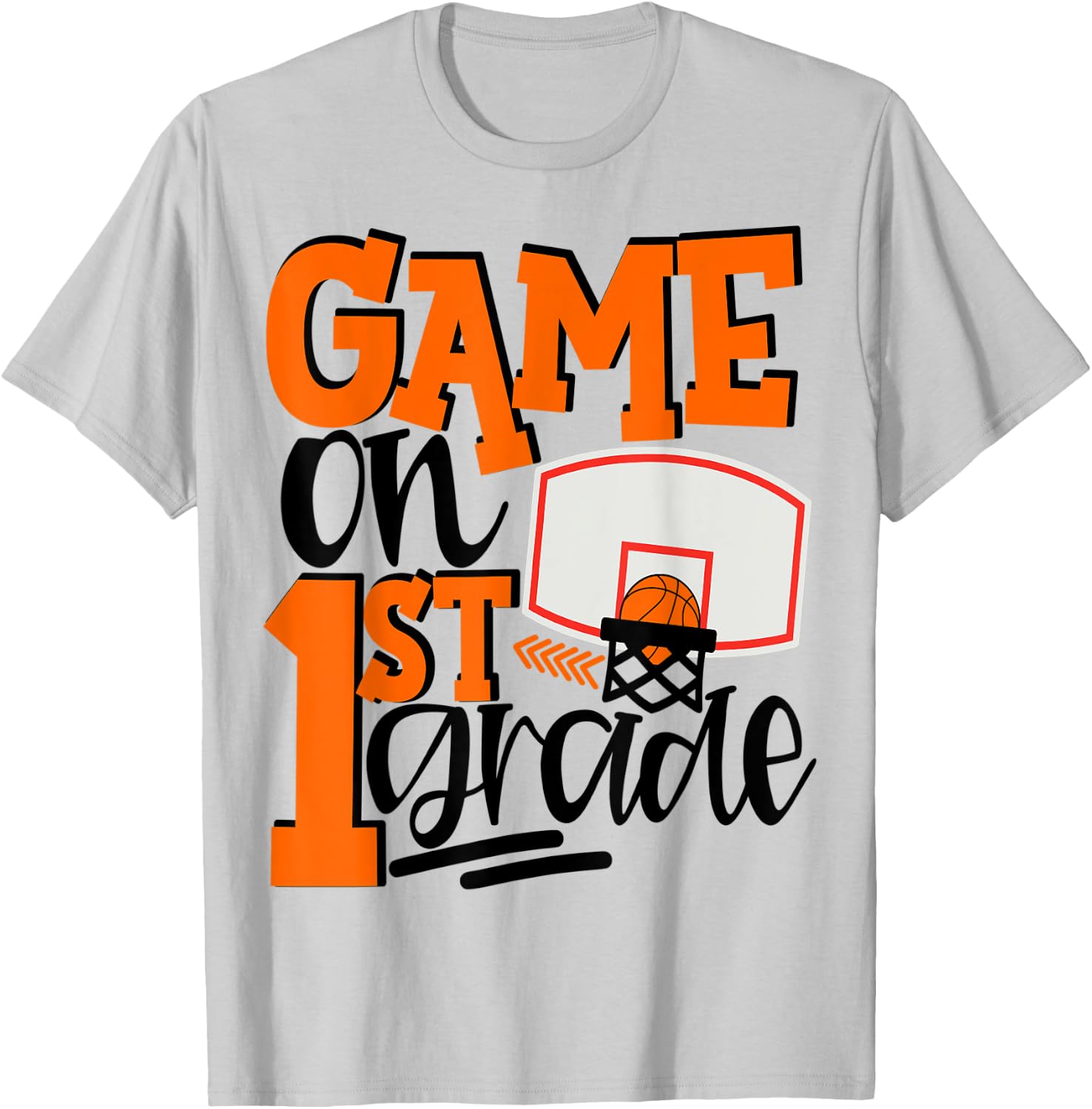 1st Grade Basketball First Day Of School Sports T-Shirt - T-Shirt | Ash