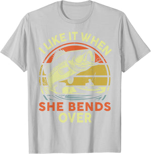 Step Dad I Like When She Bends Over Funny Kayak Fishing T-Shirt - T-Shirt | Ash