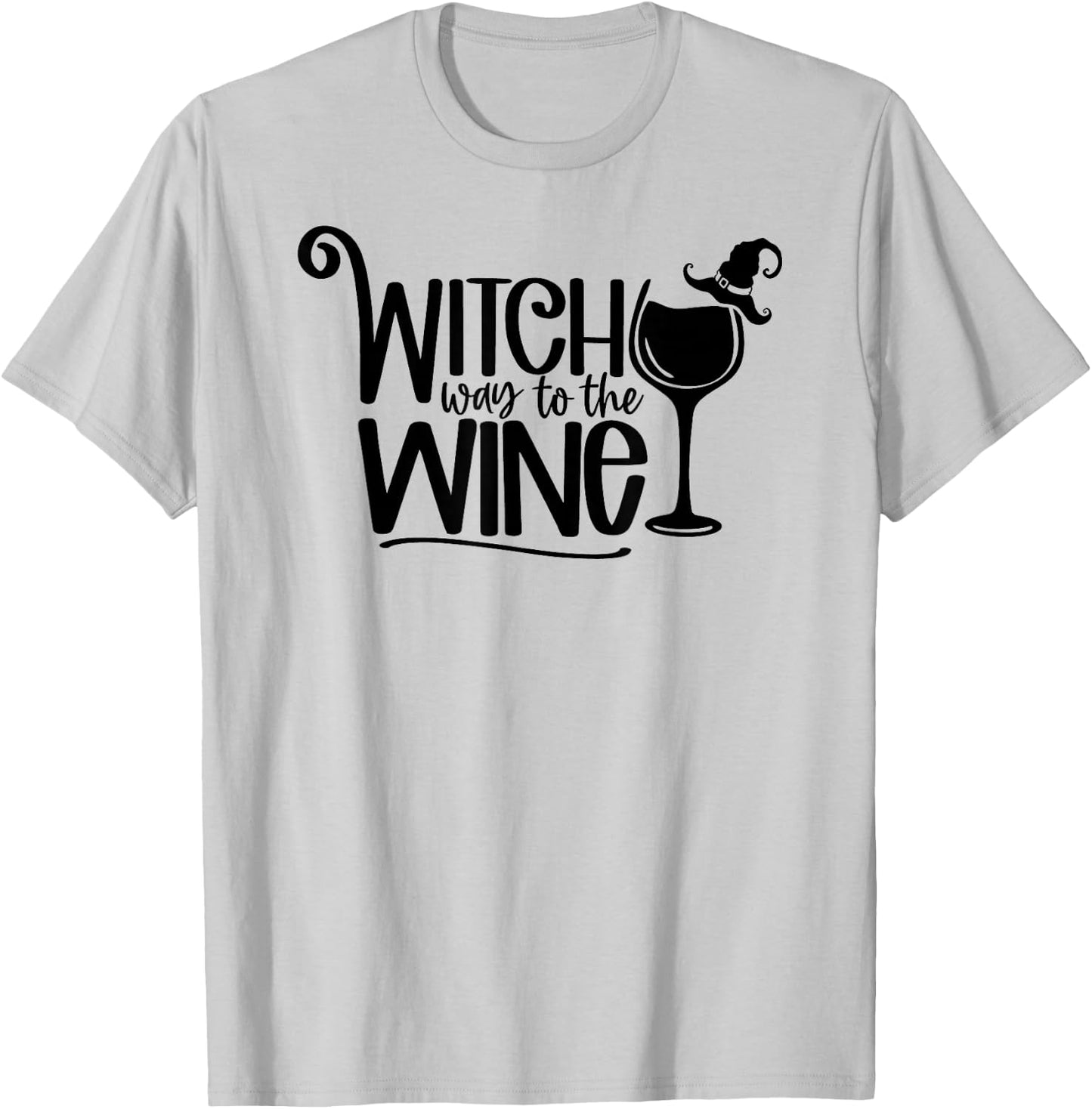 Witch Way To The Wine Halloween T-Shirt - T-Shirt | Ash