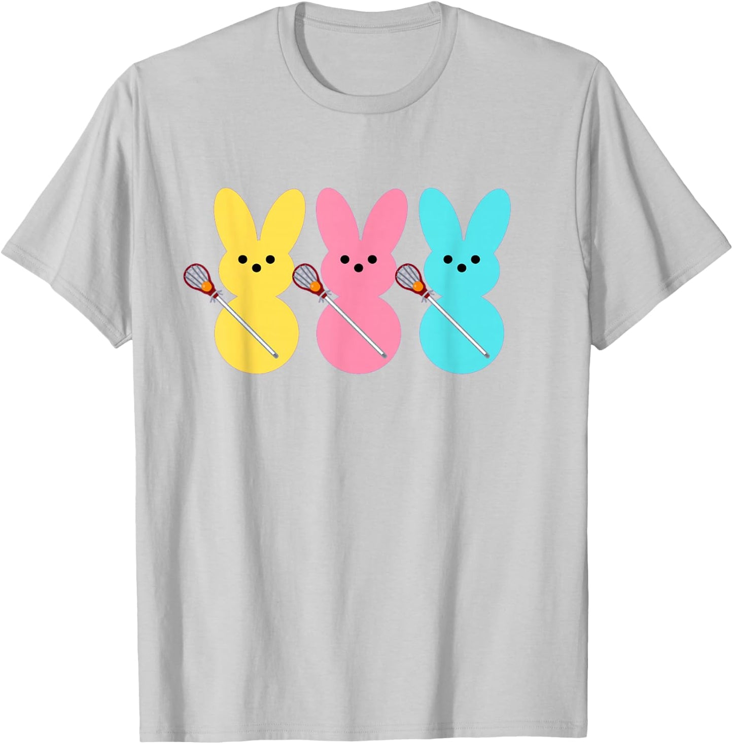 Cute Lacrosse Player Bunny Kids Boys Easter Lacrosse T-Shirt - T-Shirt | Ash