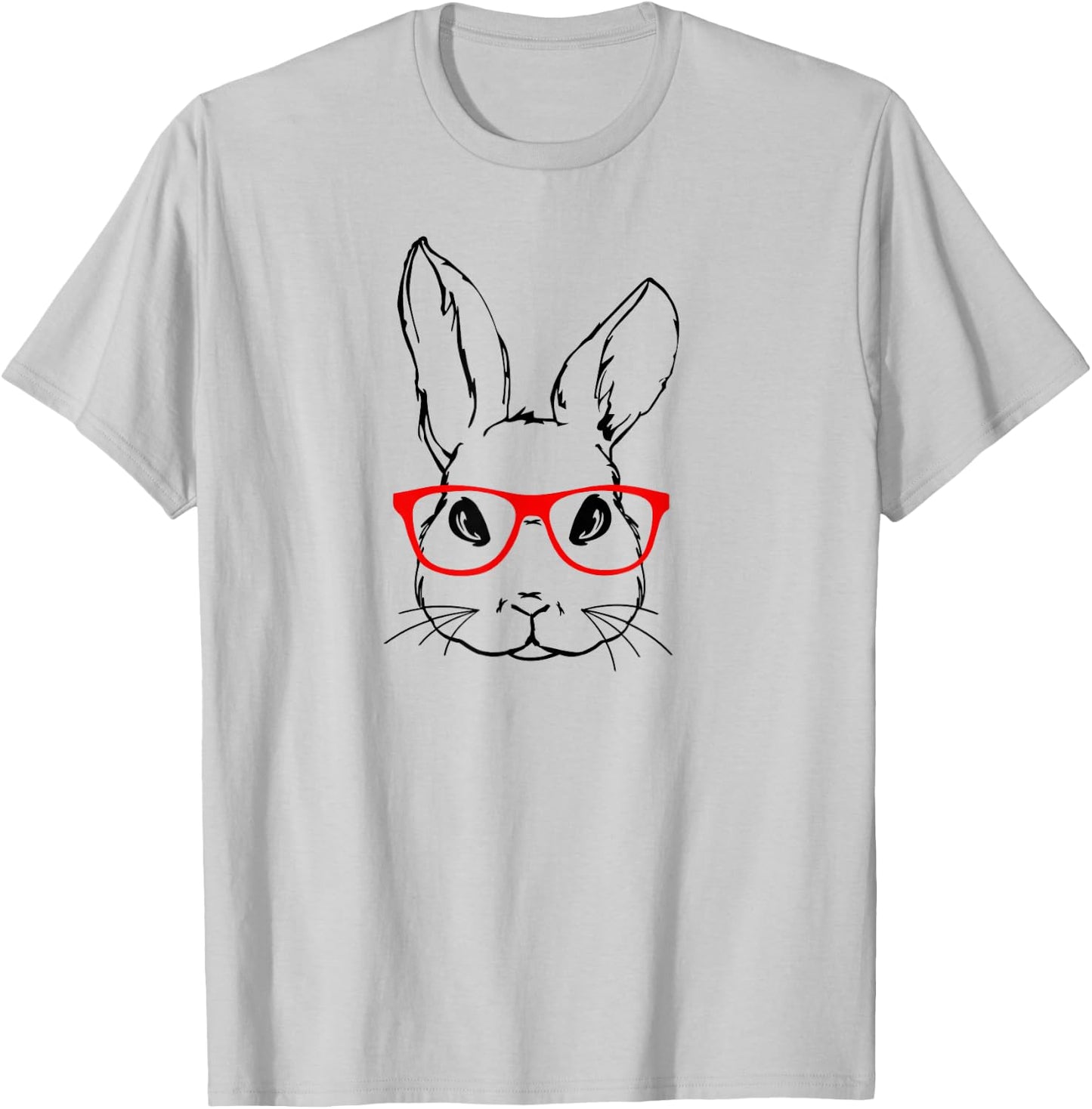 Cute Bunny Red Glasses Spring Easter Day T-Shirt - T-Shirt | Ash