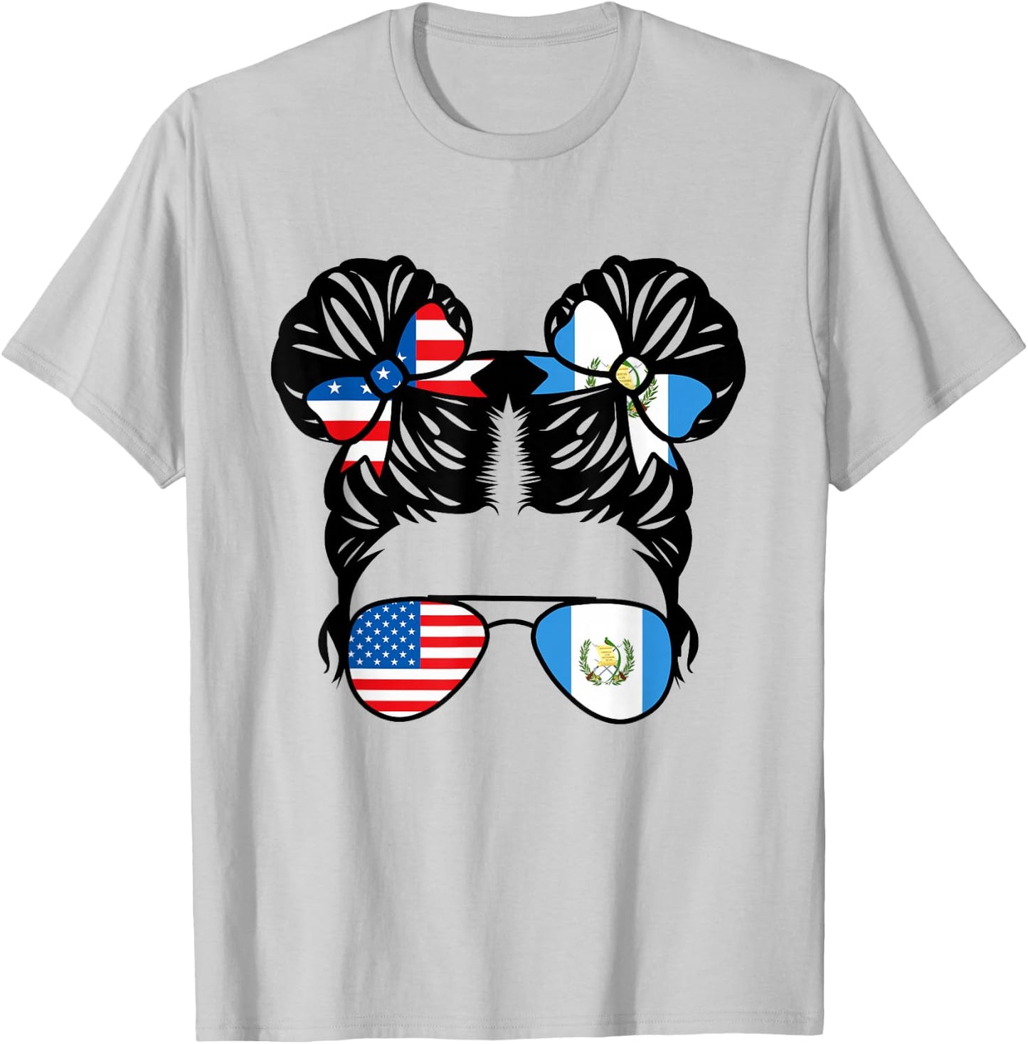 Half American Guatemalan Girl USA Guatemala Flag Patriot Small T-Shirt - T-Shirt | Ash
