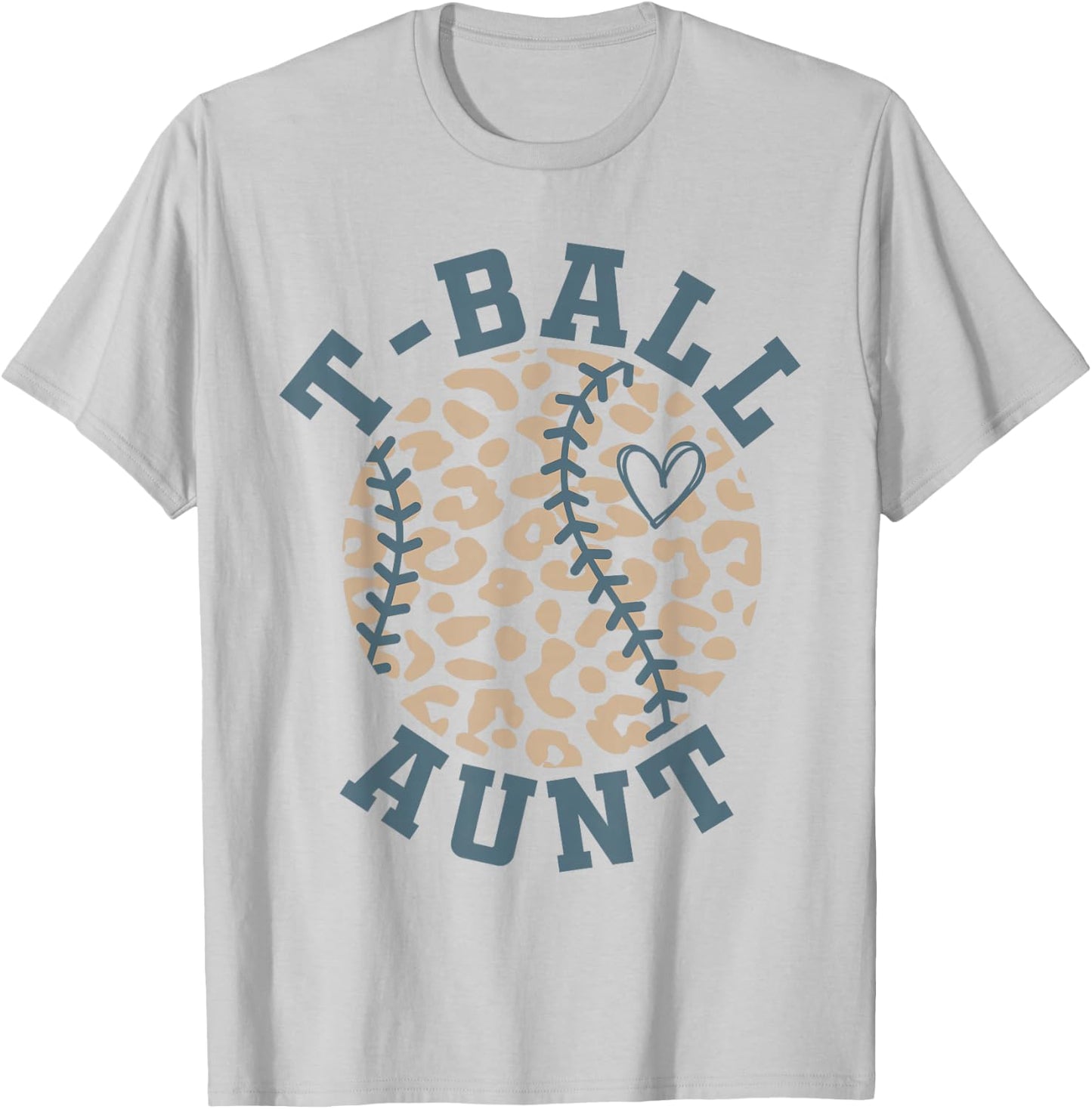 T Ball Aunt Leopard Ball Aunt Ball Season T-Shirt - T-Shirt | Ash