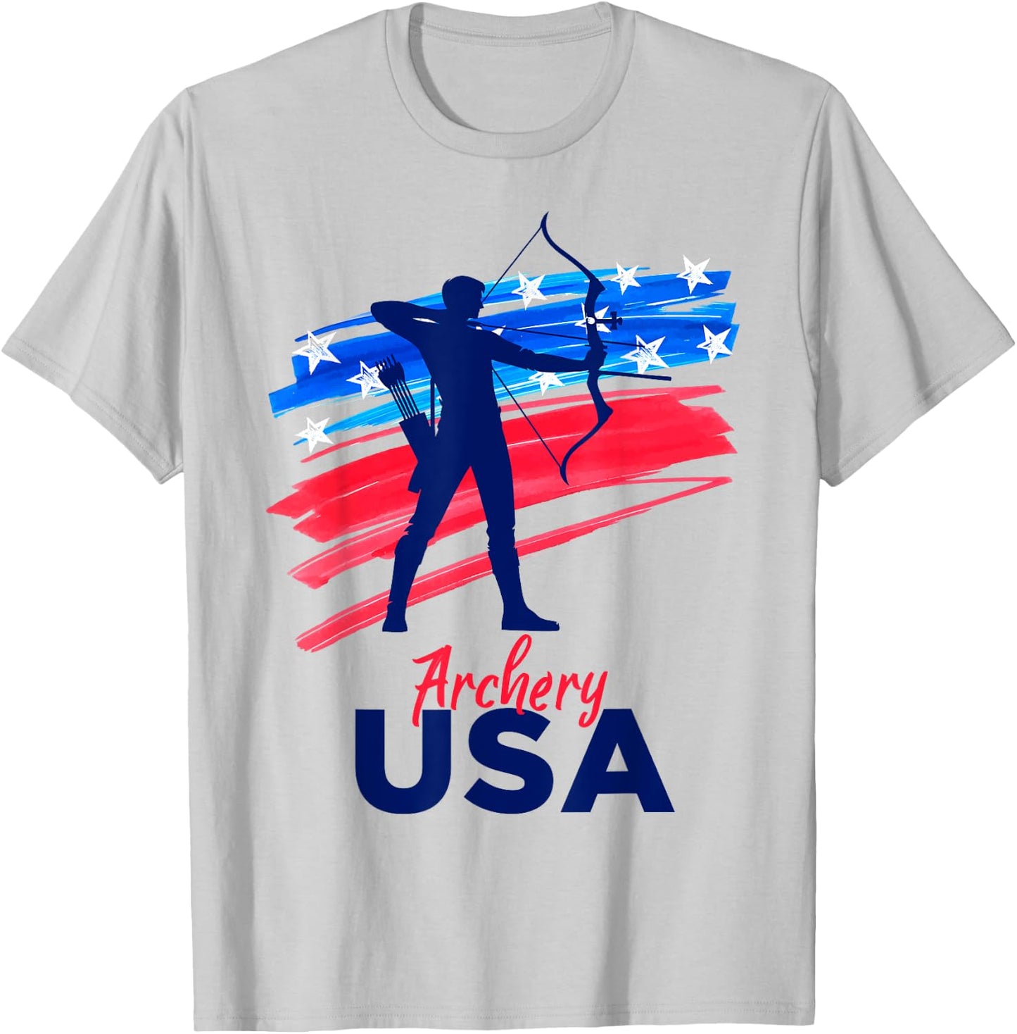 Archery Sport Archer Support Team Flag USA American T-Shirt - T-Shirt | Ash