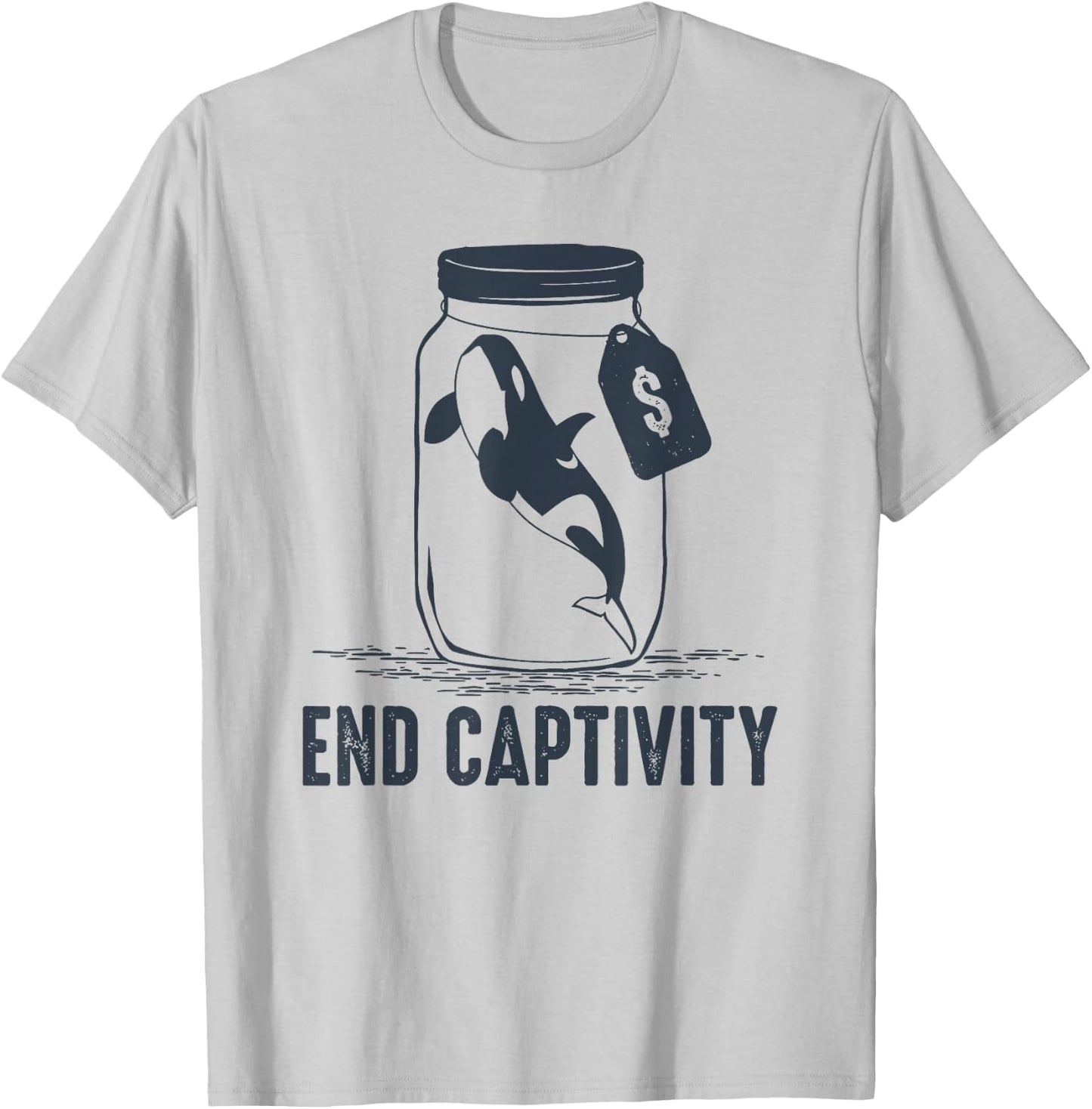 End Captivity - Free the Orca Whales T-Shirt - T-Shirt | Ash