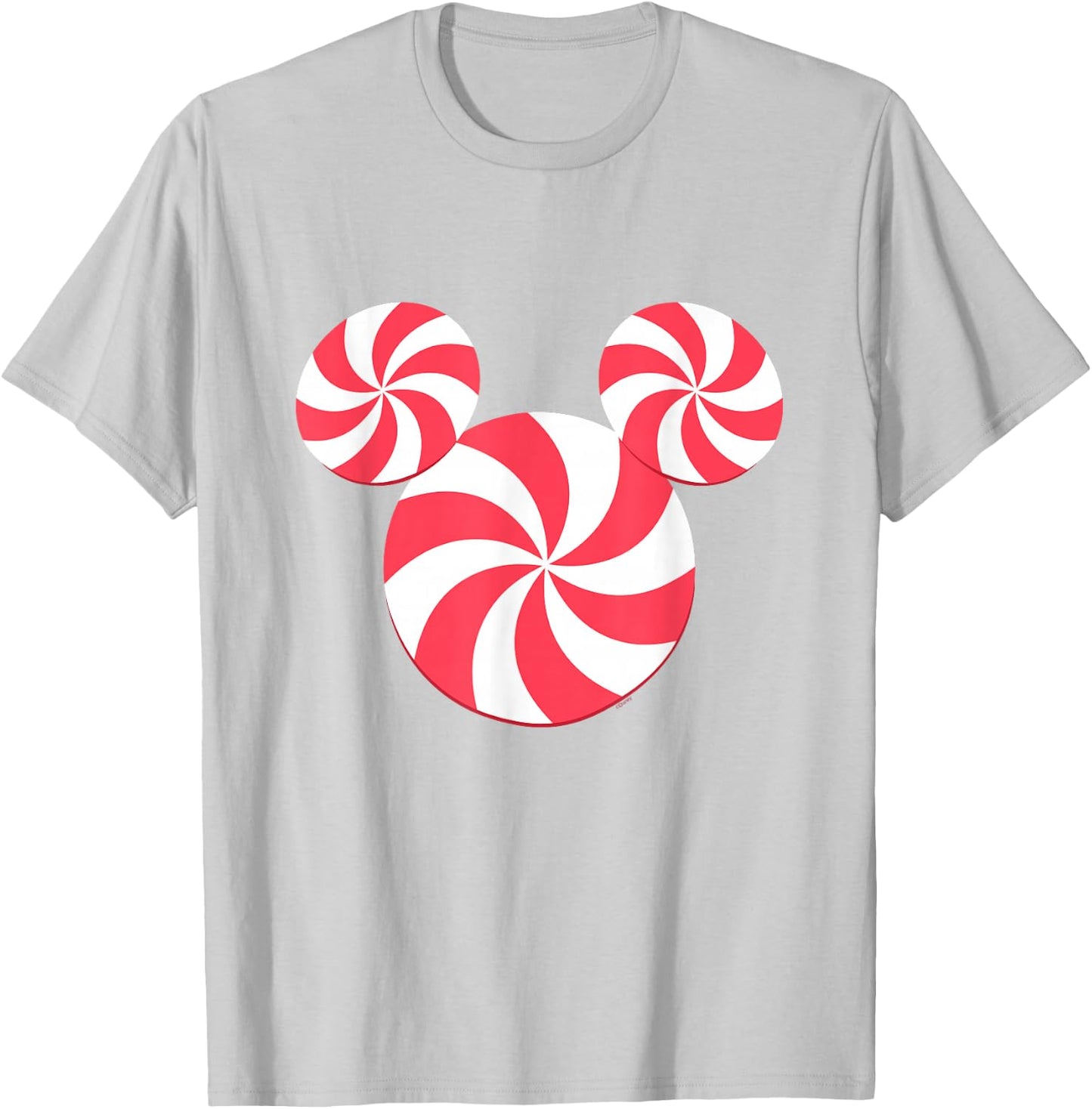 Disney Mickey Mouse Icon Christmas Peppermint Candy Holiday T-Shirt - T-Shirt | Ash