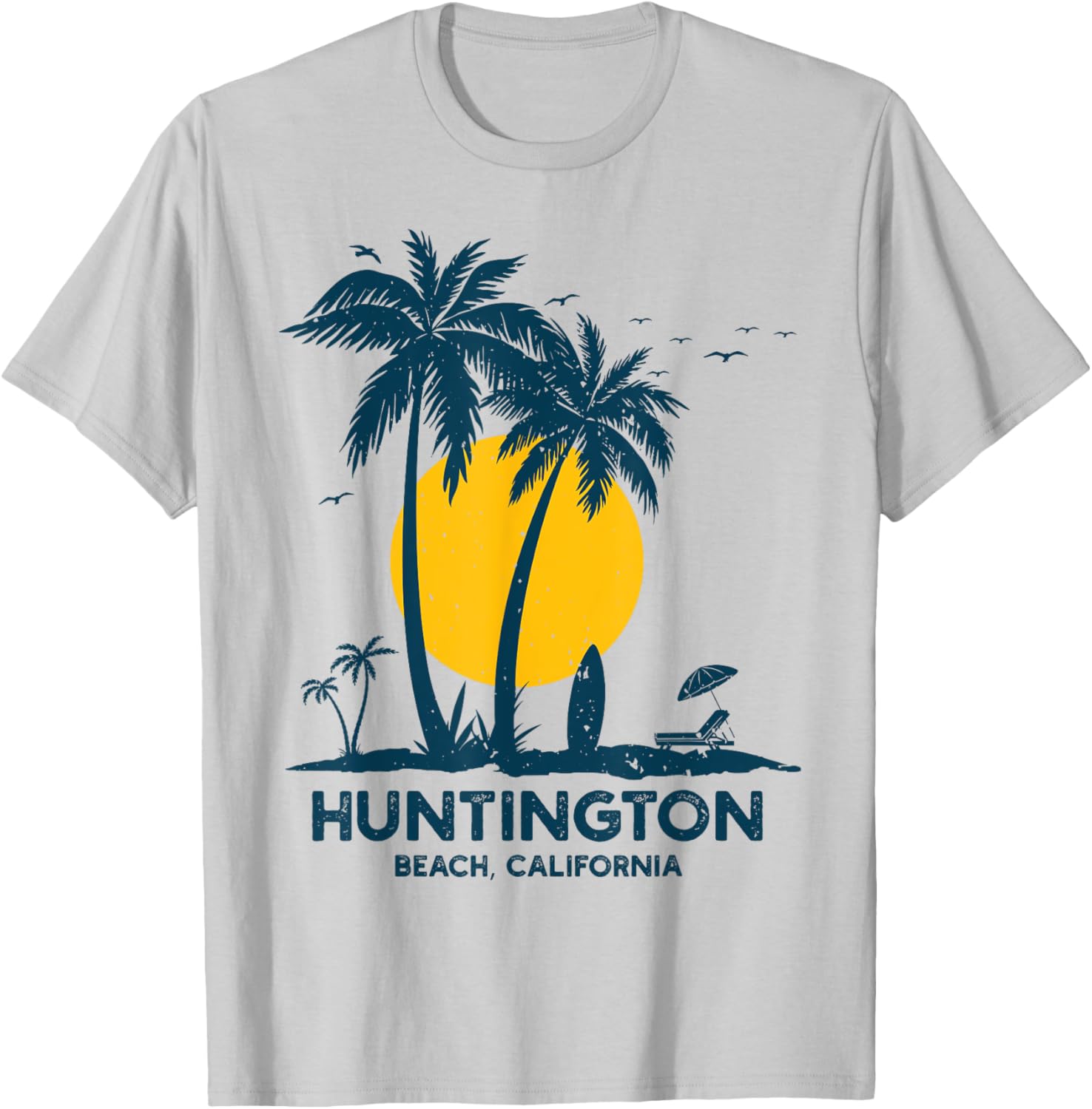 Vintage Huntington Beach California Surfing Retro Surf T-Shirt - T-Shirt | Ash
