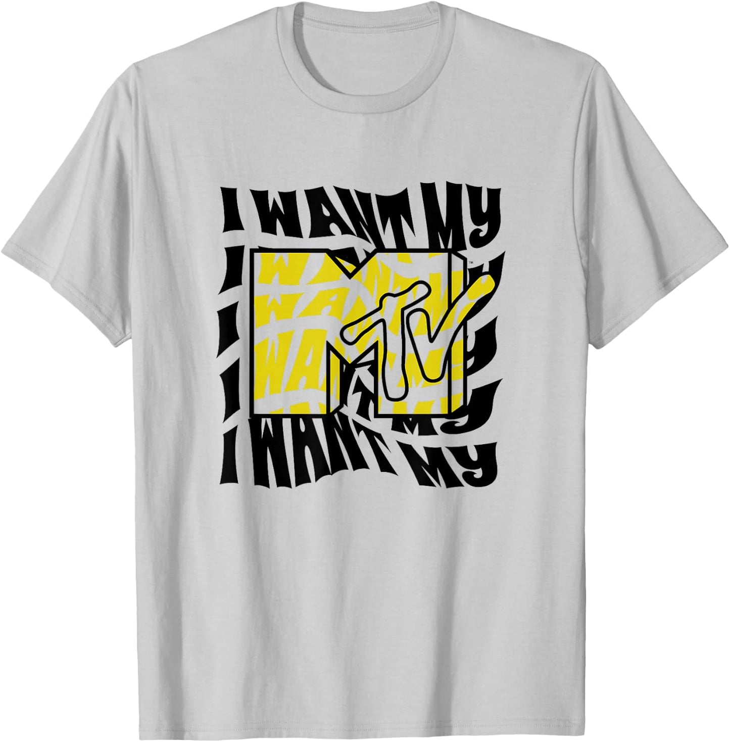 MTV I Want My Wave Stack Vintage Big Chest Text Poster T-Shirt - T-Shirt | Ash