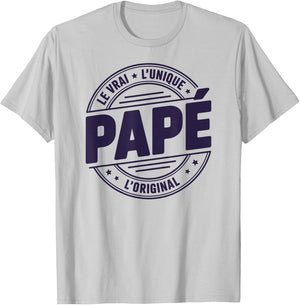Papé Vrai Unique Original Fete des Peres Motif Papé T-Shirt - T-Shirt | Ash