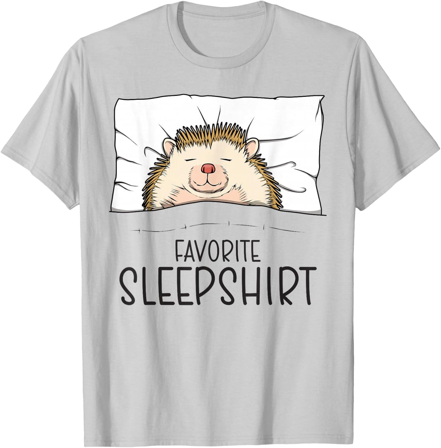 Favorite Sleepshirt, Napping Hedgehog Pajama T-Shirt - T-Shirt | Ash
