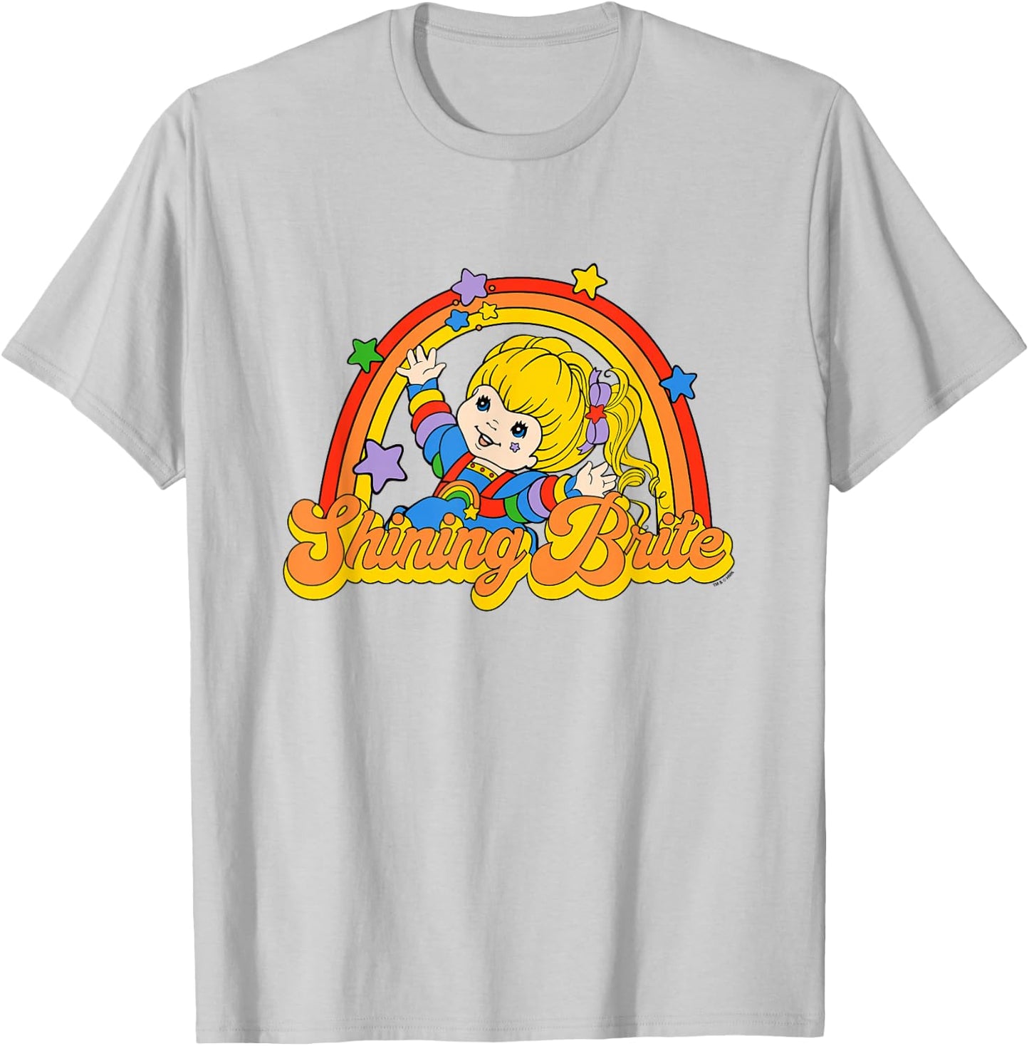 Rainbow Brite Shining Brite Girl Vintage Big Chest Logo T-Shirt - T-Shirt | Ash