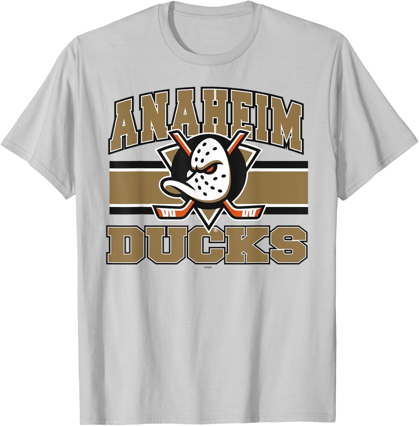 Anaheim Ducks Stripe Orange Officially Licensed T-Shirt - T-Shirt | Ash